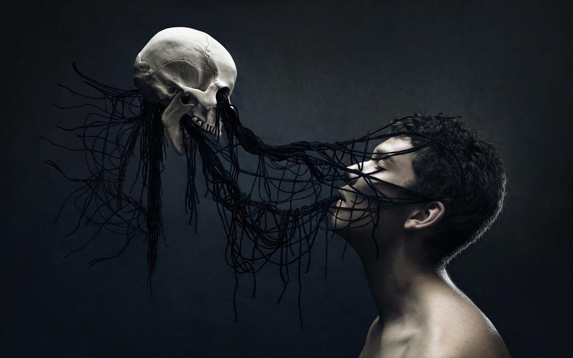 death, men, Gothic, digital art, fantasy art, skull
