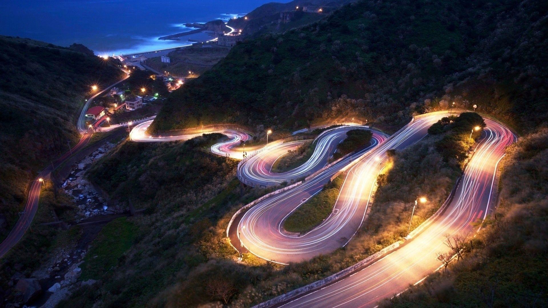beautiful road at night