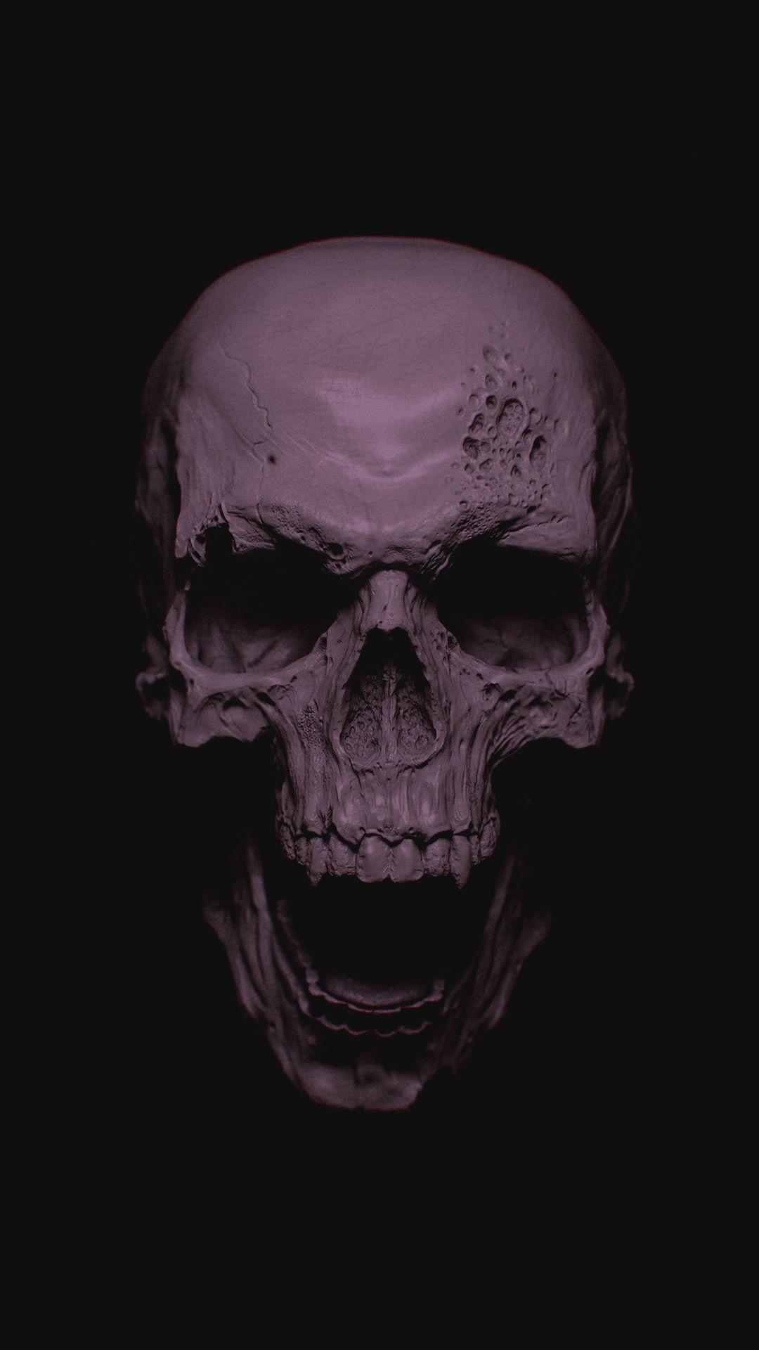 Free HD Grey Skull Phone Wallpaper.4448
