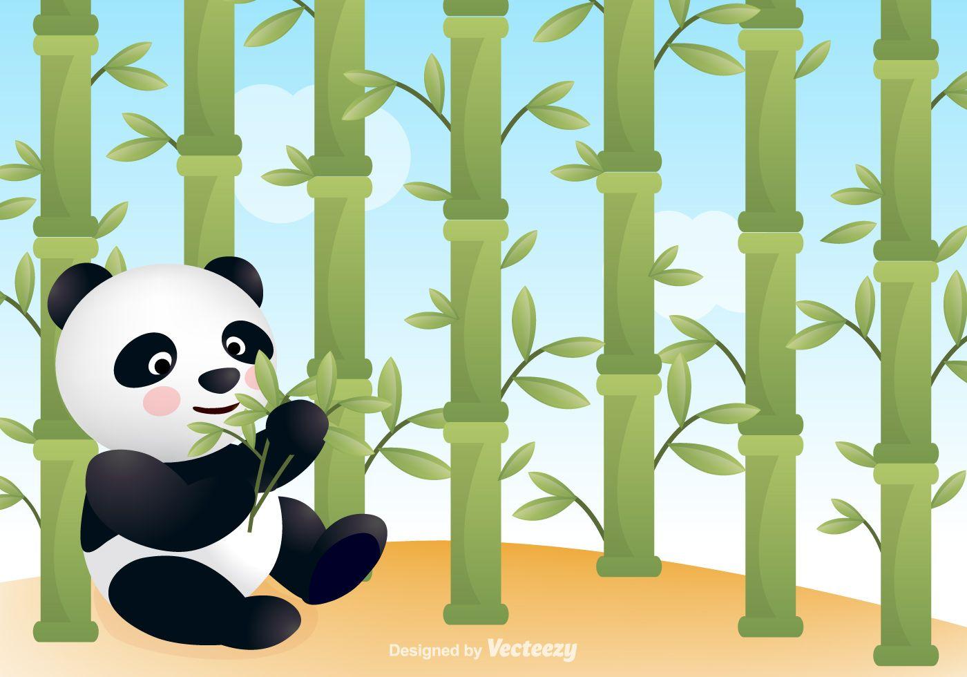 Panda With Bamboo Vector Background Free Vector Art