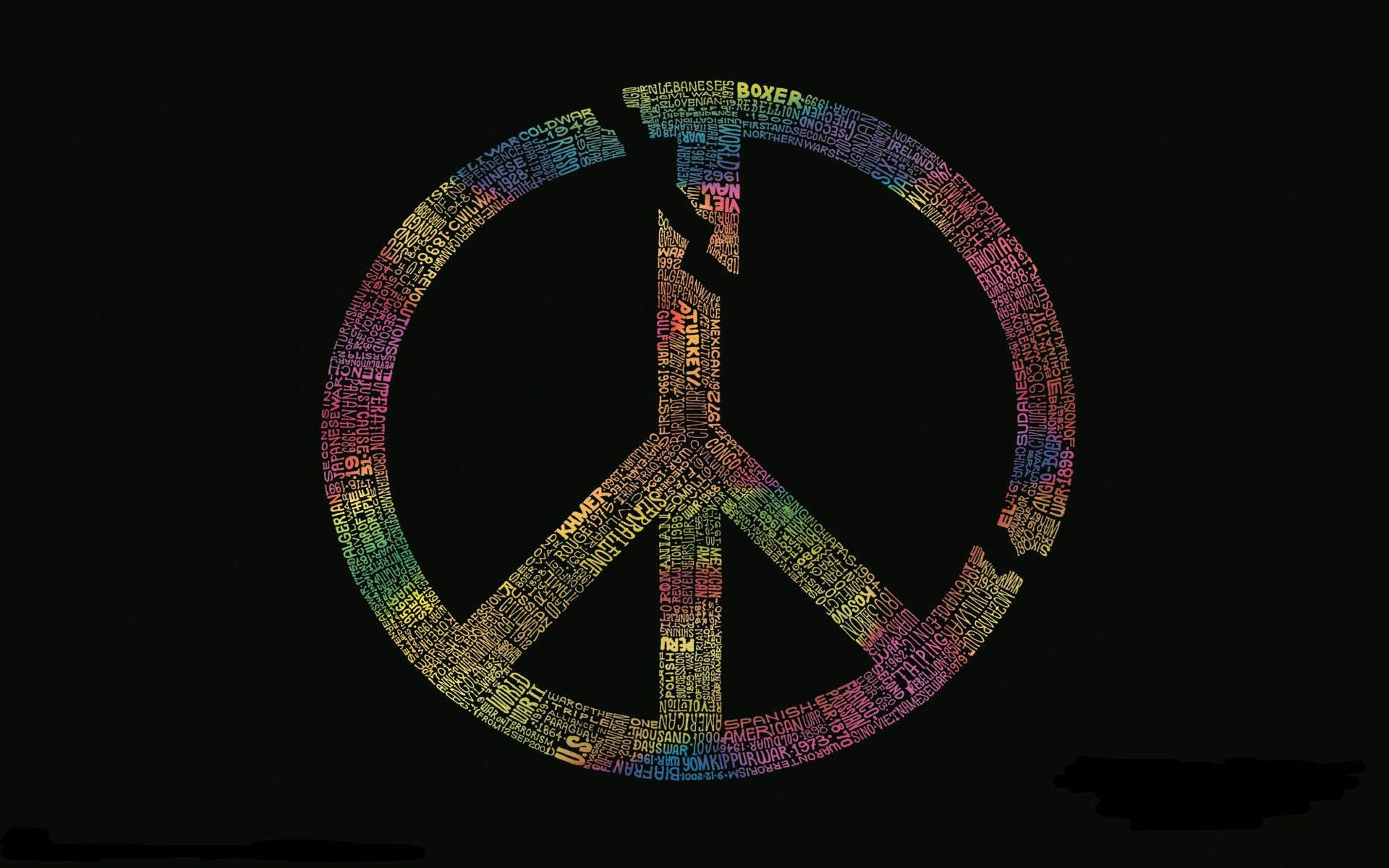 symbol, peace, typography, black background, peace sign