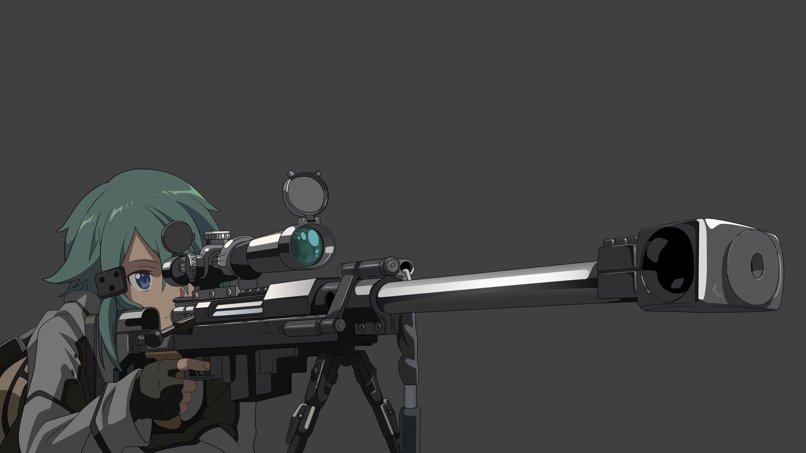 Girl With Big Sniper Rifle Wallpaperx1440