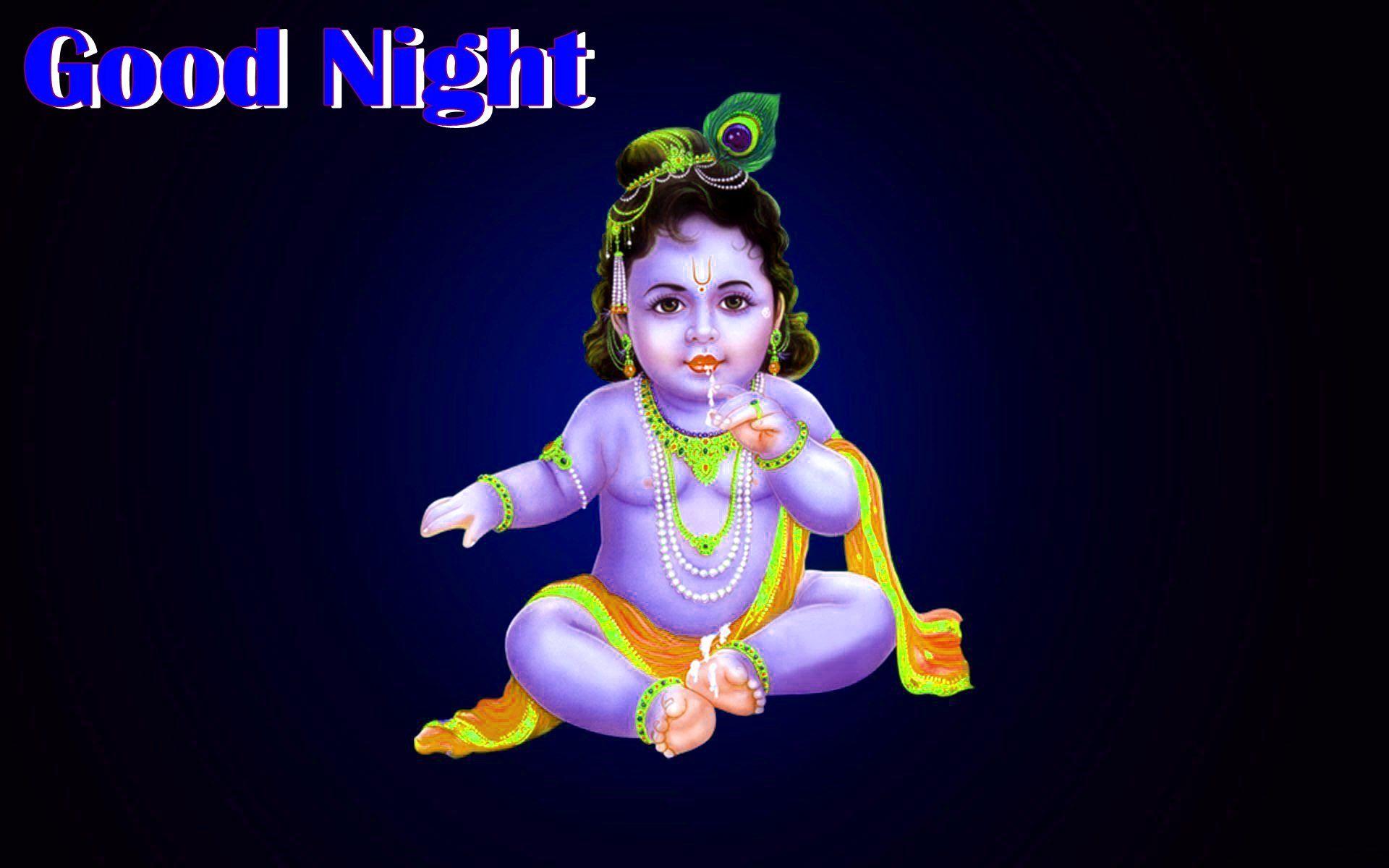 Good Night God Krishna HD Wallpaper