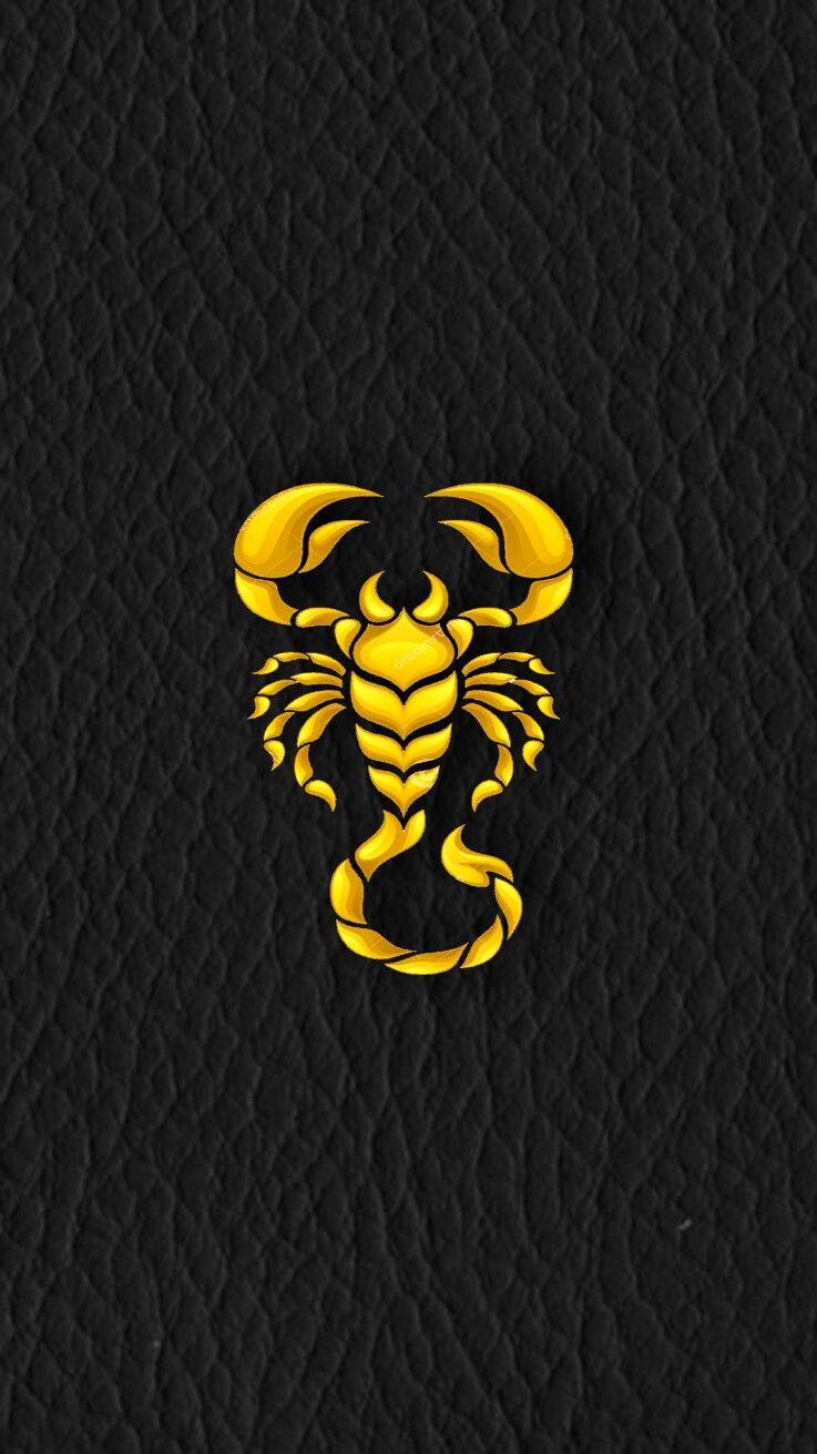 Gold scorpion on soft black leather iPhone wallpaper 2. iPhone