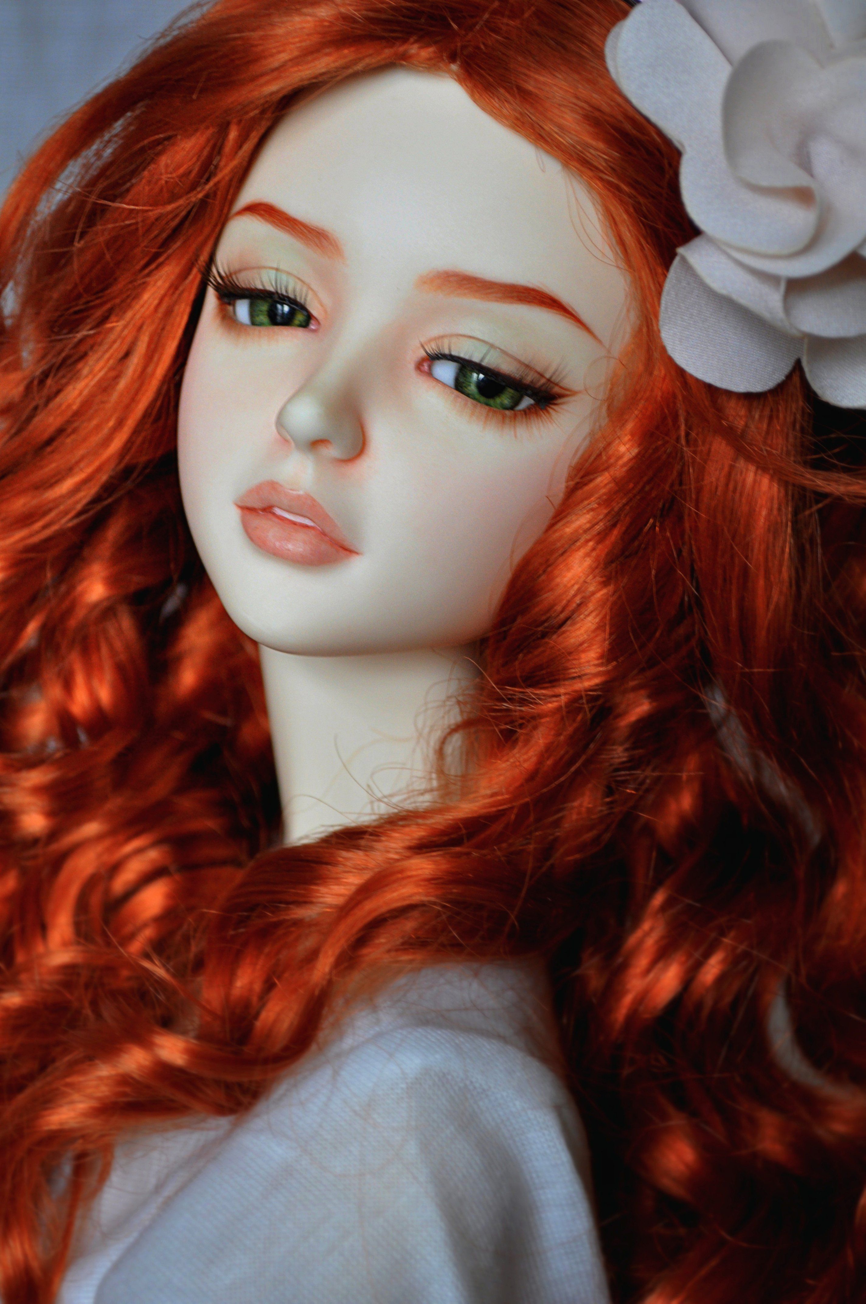 Toys doll baby long hair girl beautiful red hair green eyes