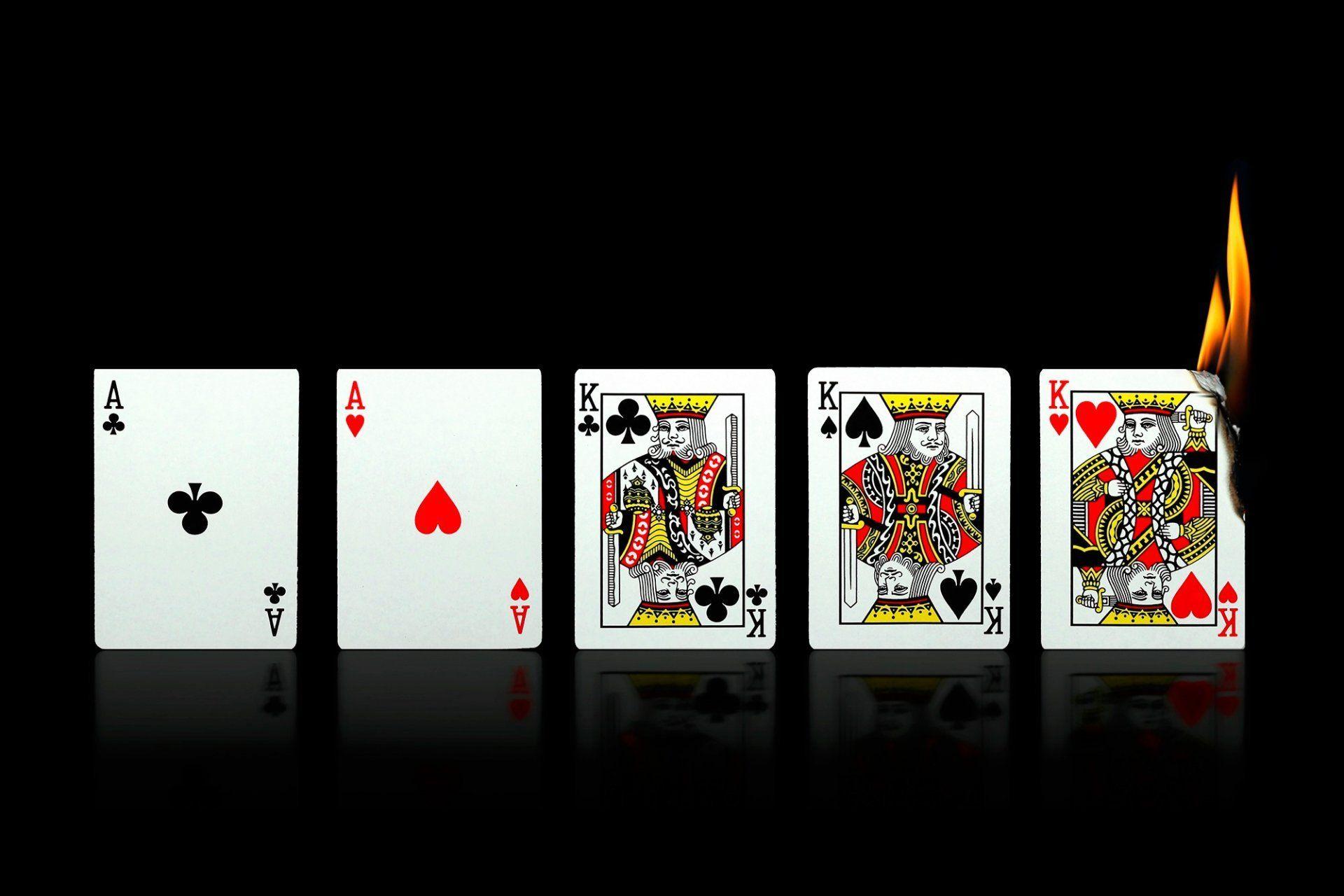 cards fire full house aces king HD wallpaper