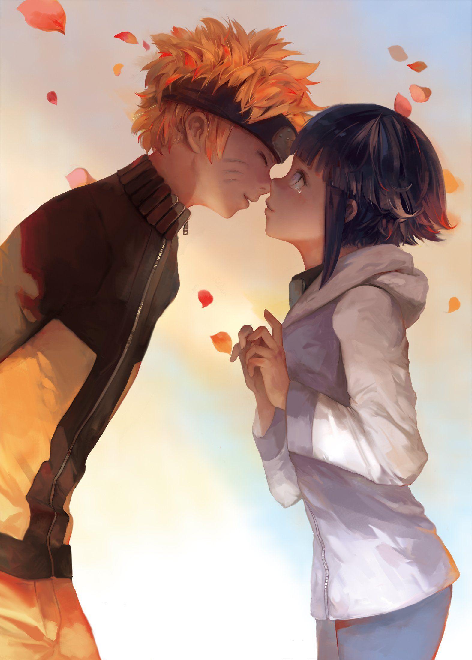 Anime series naruto couple short hair love kiss wallpaper