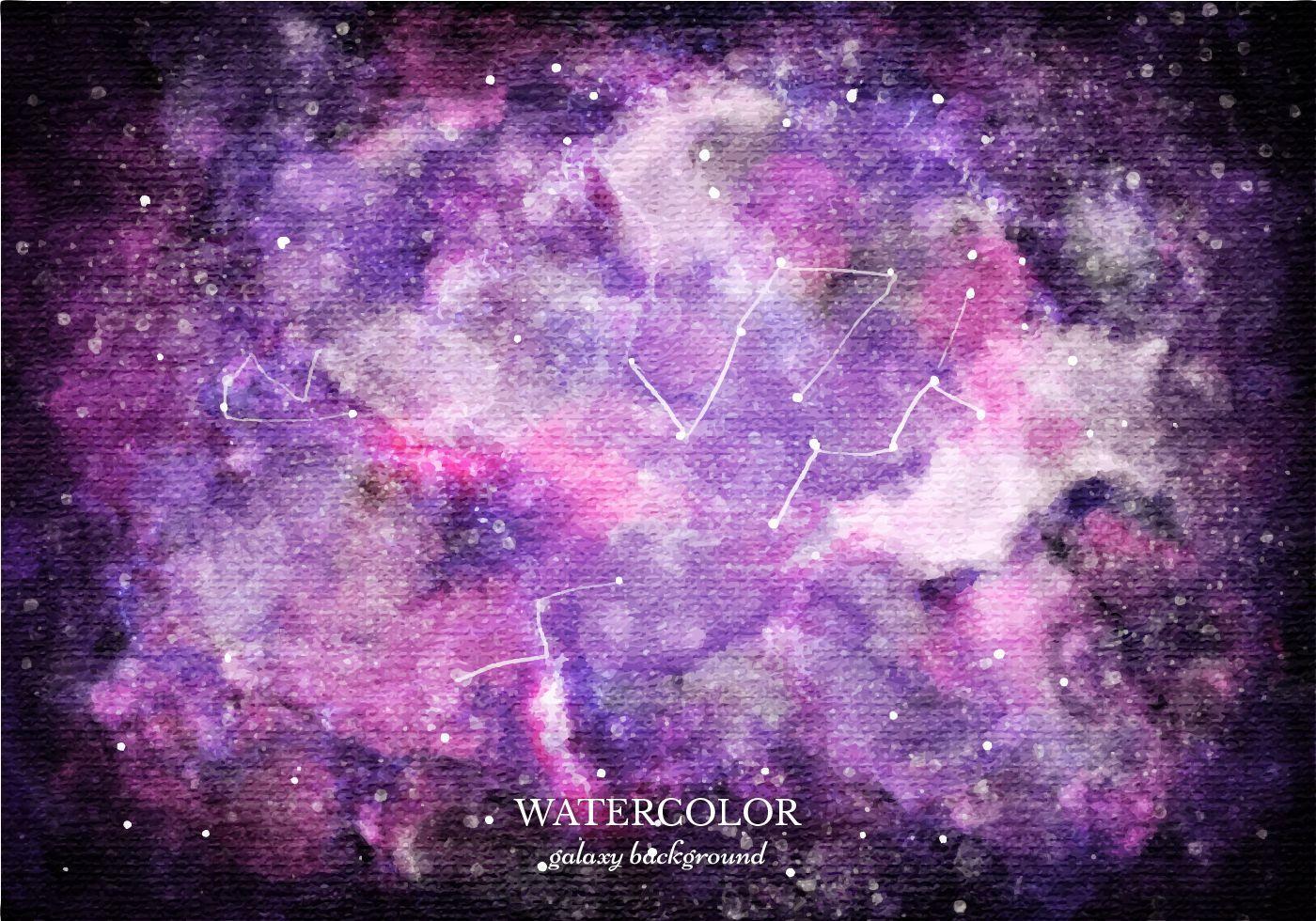 Vector Purple Watercolor Galaxy Background Free Vector