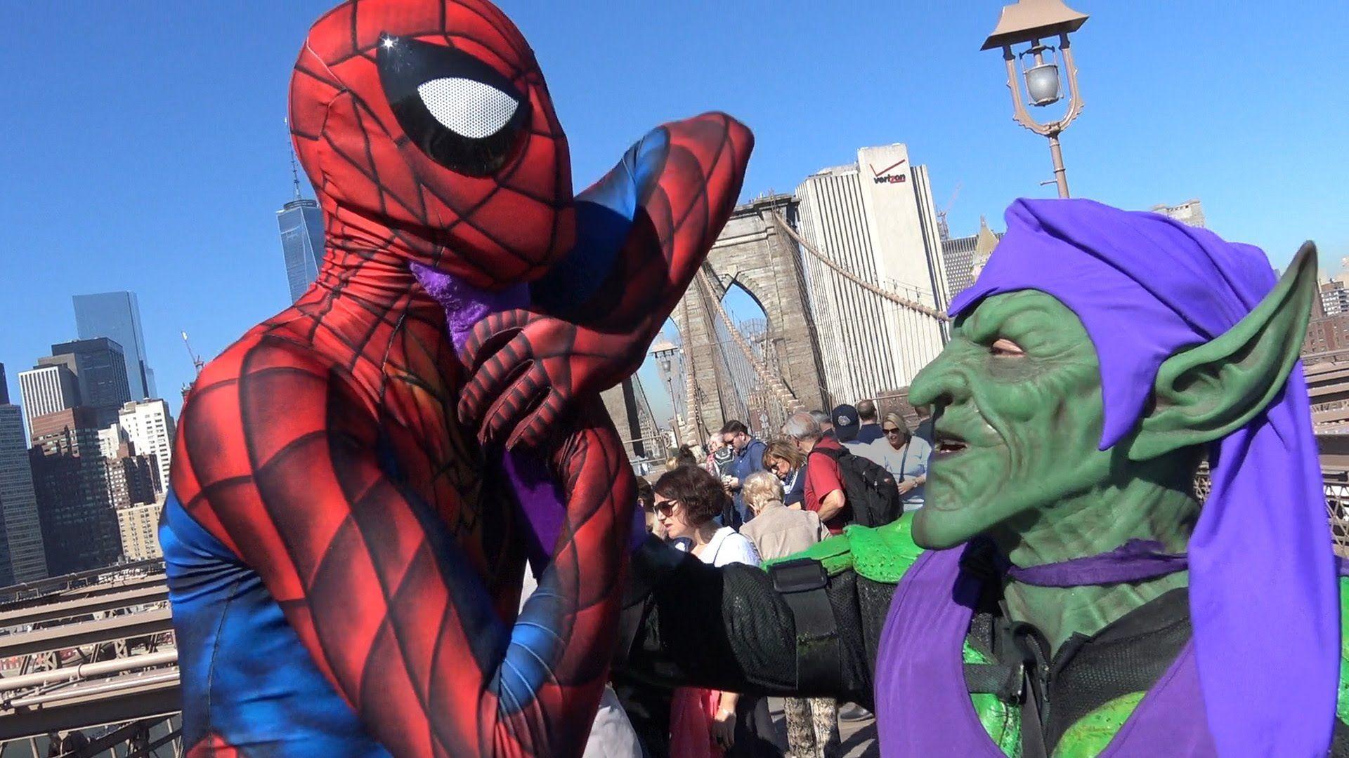 SPIDER MAN Vs GREEN GOBLIN On The Brooklyn Bridge!