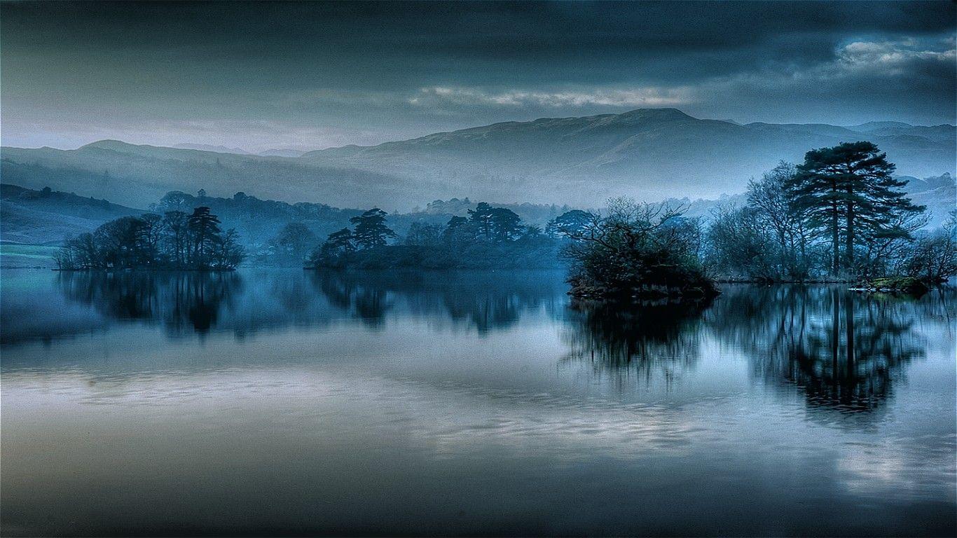 Lakes: Blue Satin Mist Dreams Beautiful Mysterious Lake Dark Misty