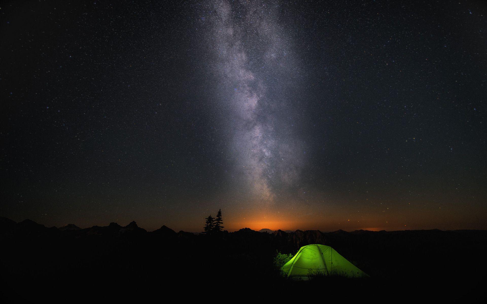 Night Camp Sky Stars Wallpaper