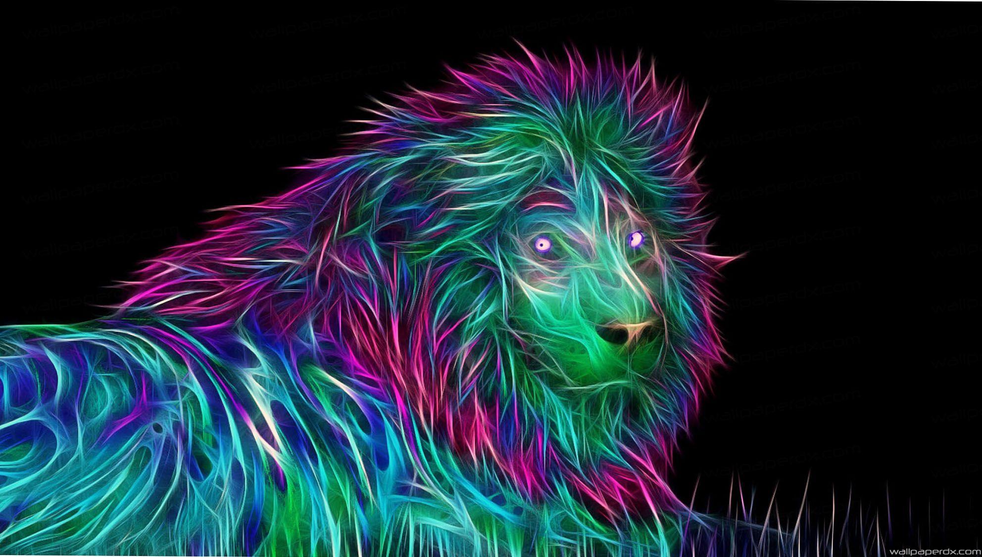 abstract 3D abstract lion negative colorful full HD wallpaper