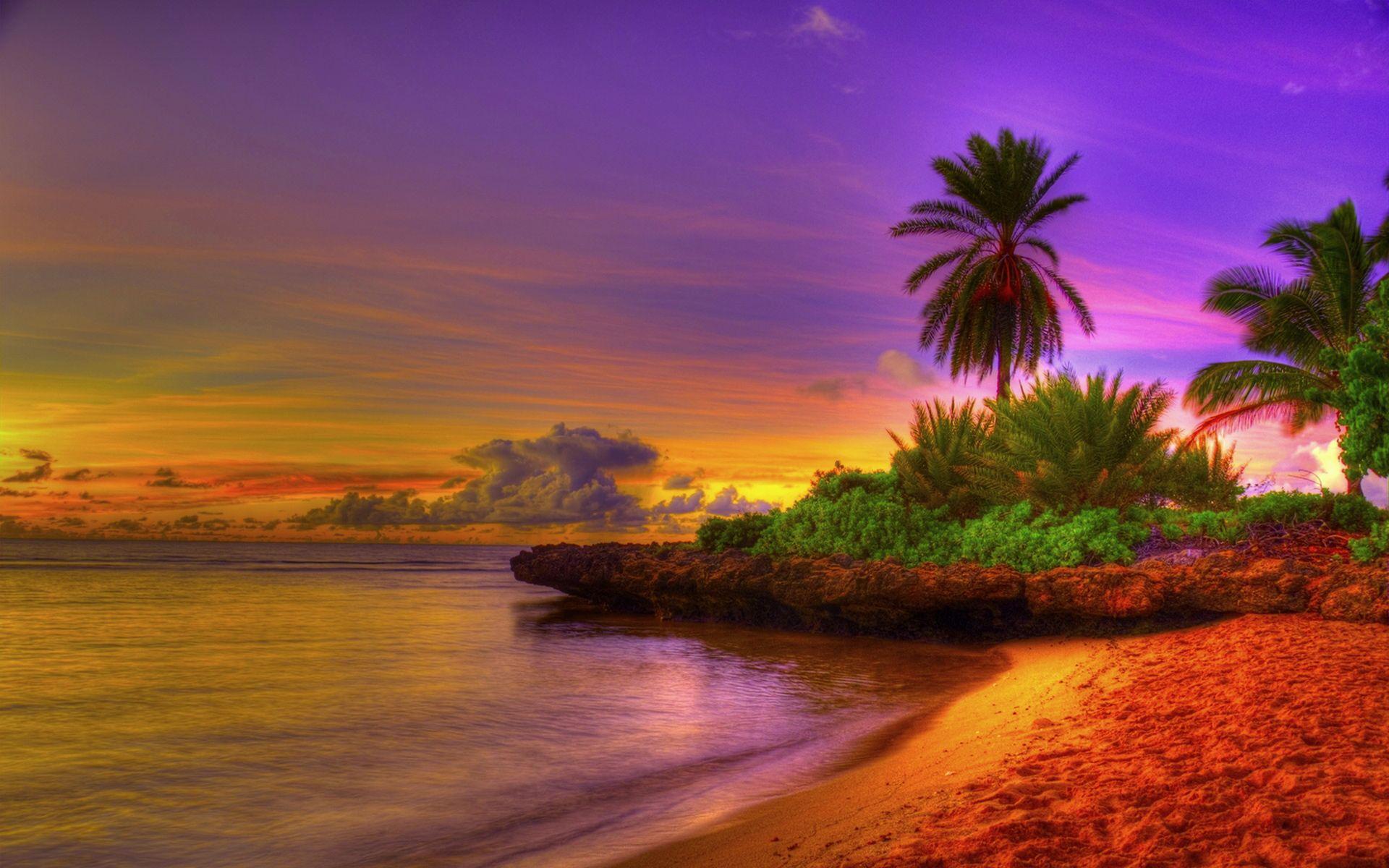 Summer Exotic Beach Background. Good Evening & Good Night