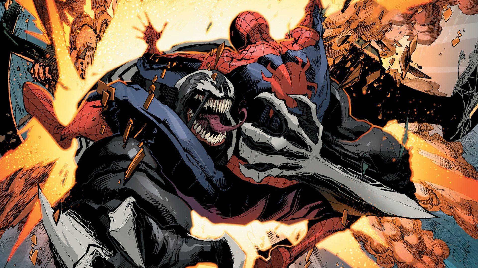 Venom vs. Spiderman Full HD Wallpaper