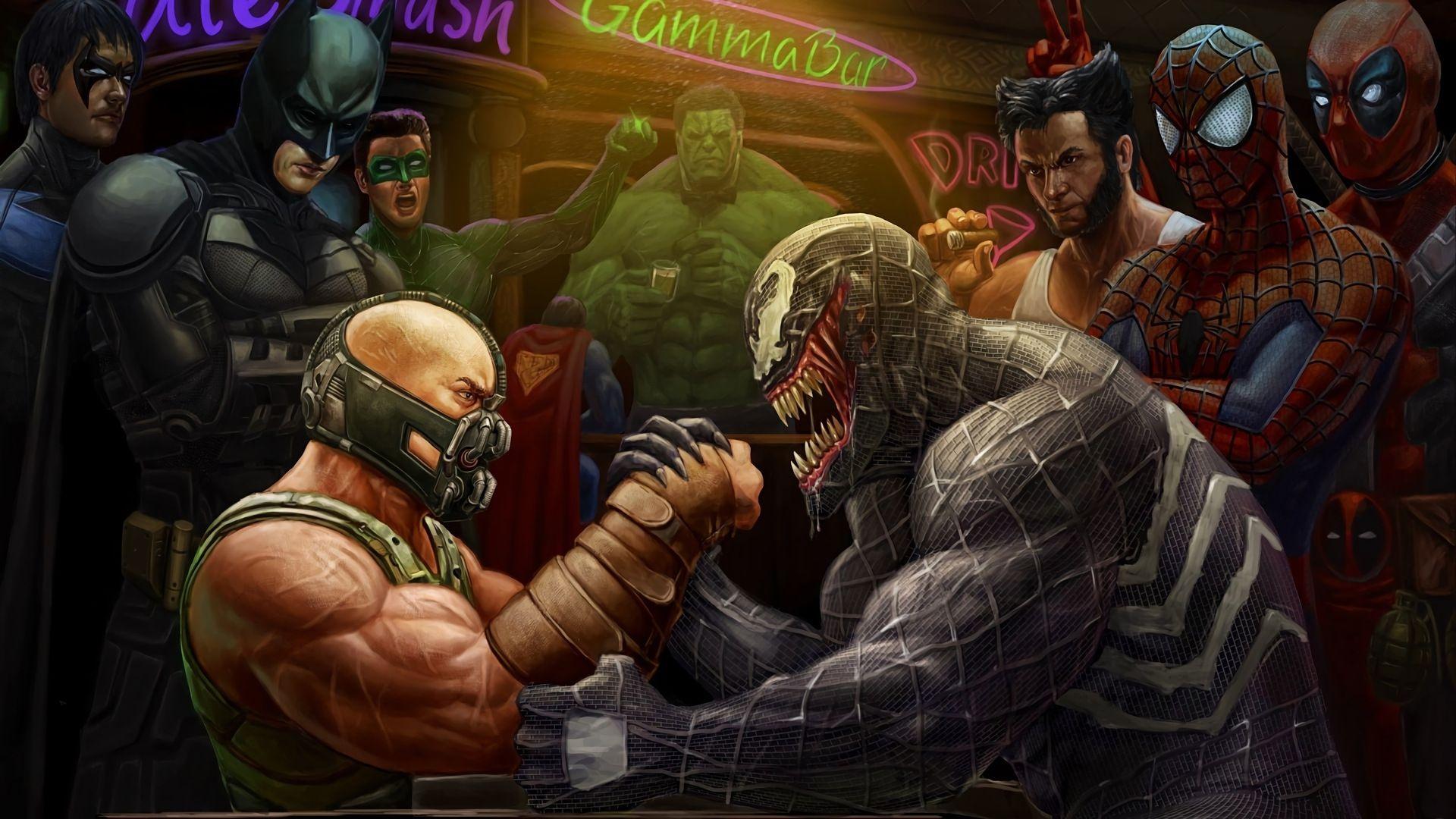 Venom vs Bane with Dc and Marvel Her. Wallpaper