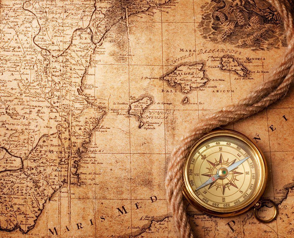 Liven up your wall with this 'Old Compass On Vintage Map 18