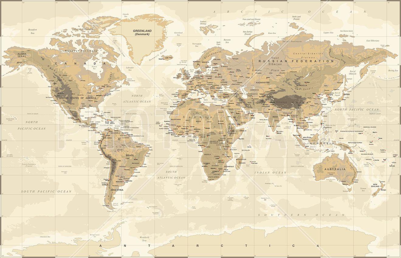 World Map Wallpaper. Atlas Wall Murals