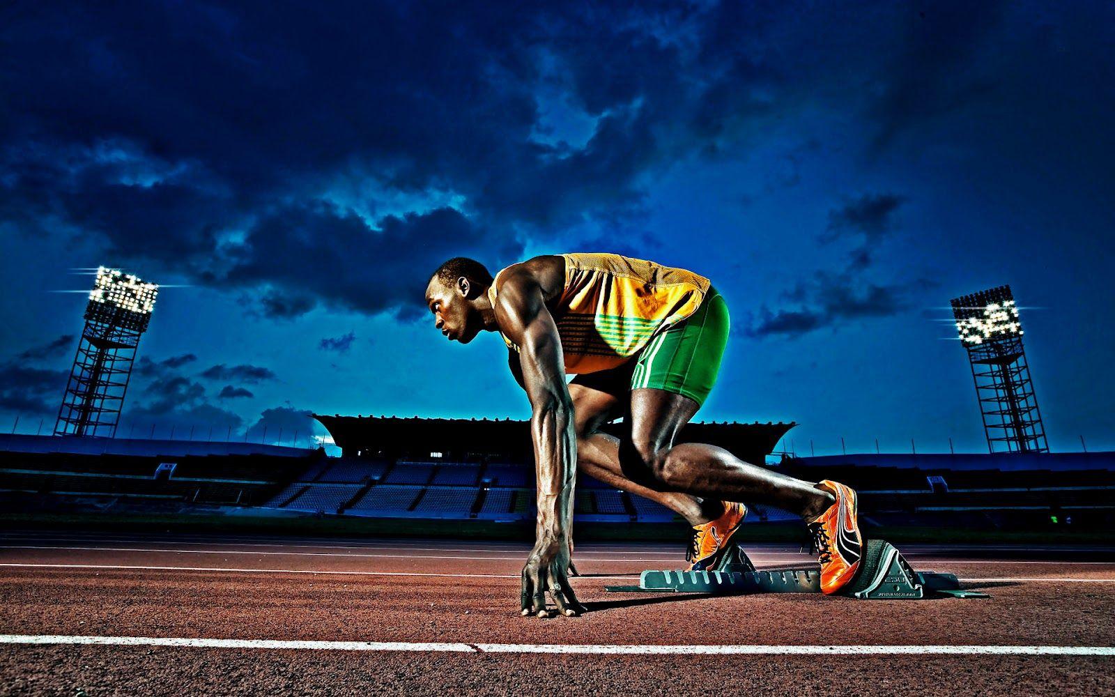 Desktop Wallpaper: Usain Bolt Ready to Run Olympic Games Desktop