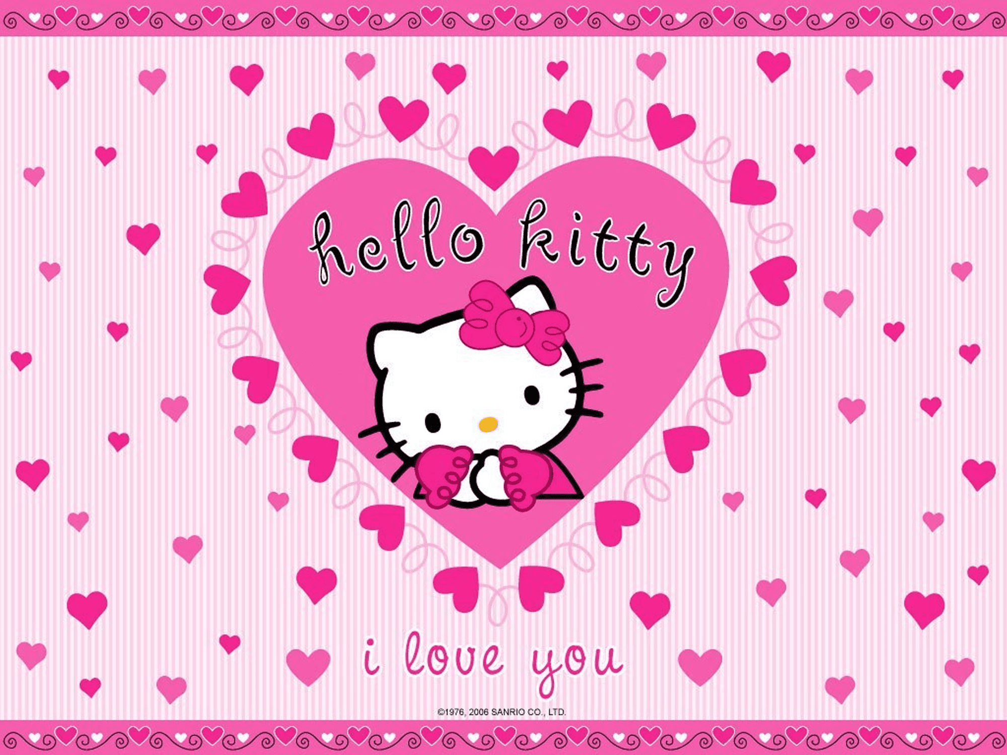 Hello Kitty Pink And Black Love Wallpaper Image Extra Wallpaper 1080p