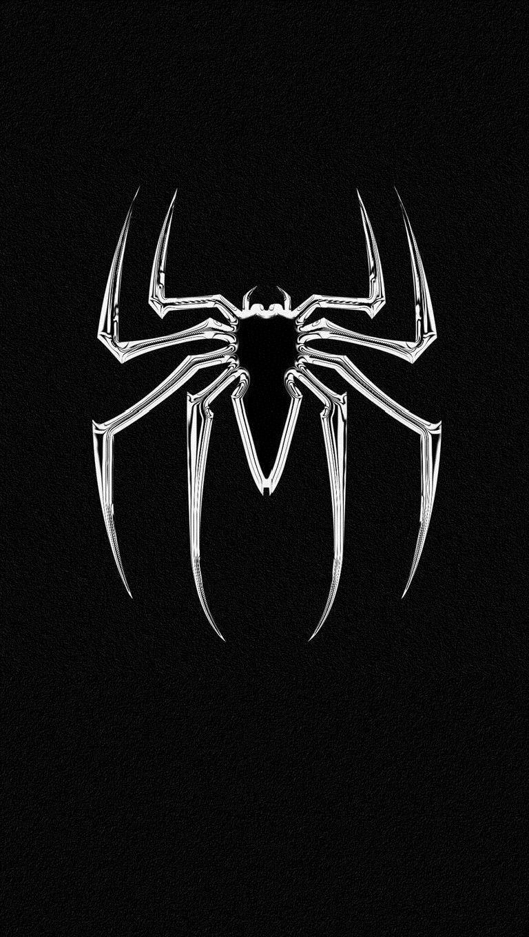 Black White Spiderman Logo Wallpaper iPhone. Marvel