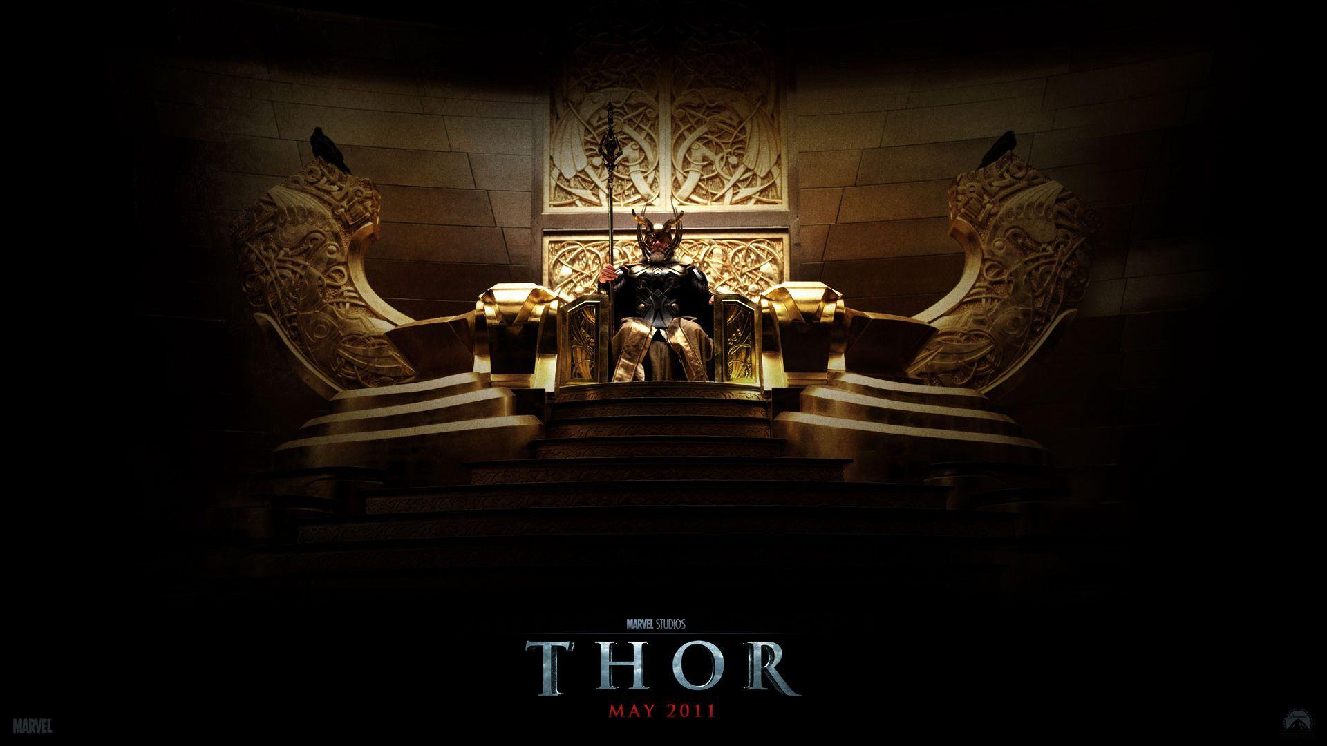 Odin on the Throne in Asgard Desktop Wallpaper