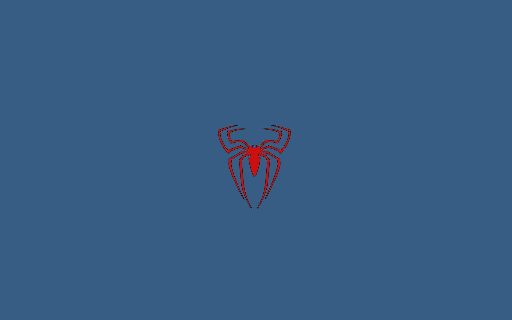 Minimalistic Spider Man Blue Background Spider Man Logo Wallpaper
