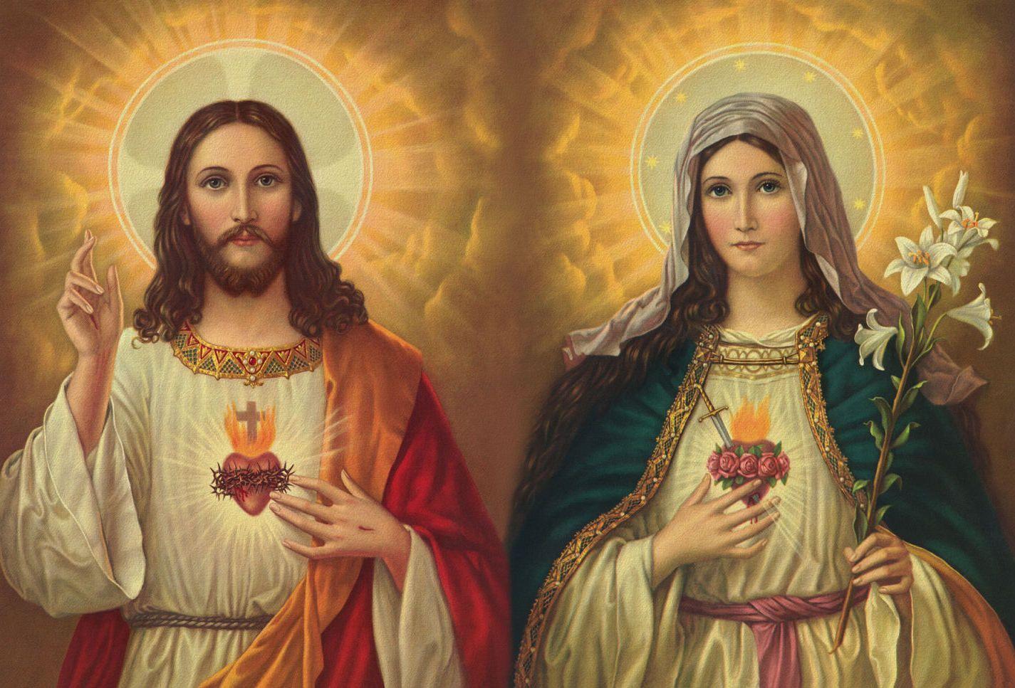 image For > Sacred Heart Of Jesus And Mary Wallpaper. Sacred Heart