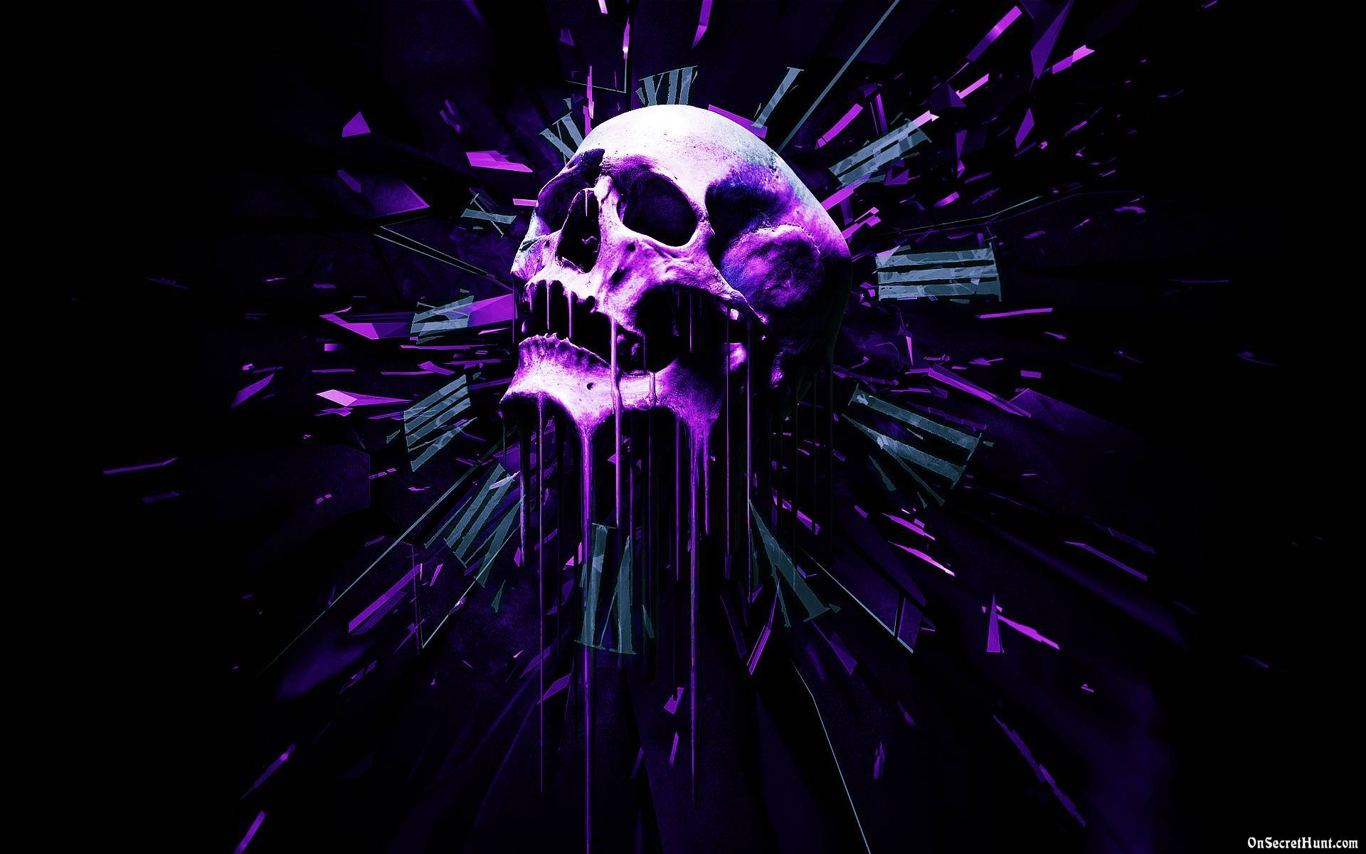 Purple Skull Clock HD Wallpaper By Little Marshmellow