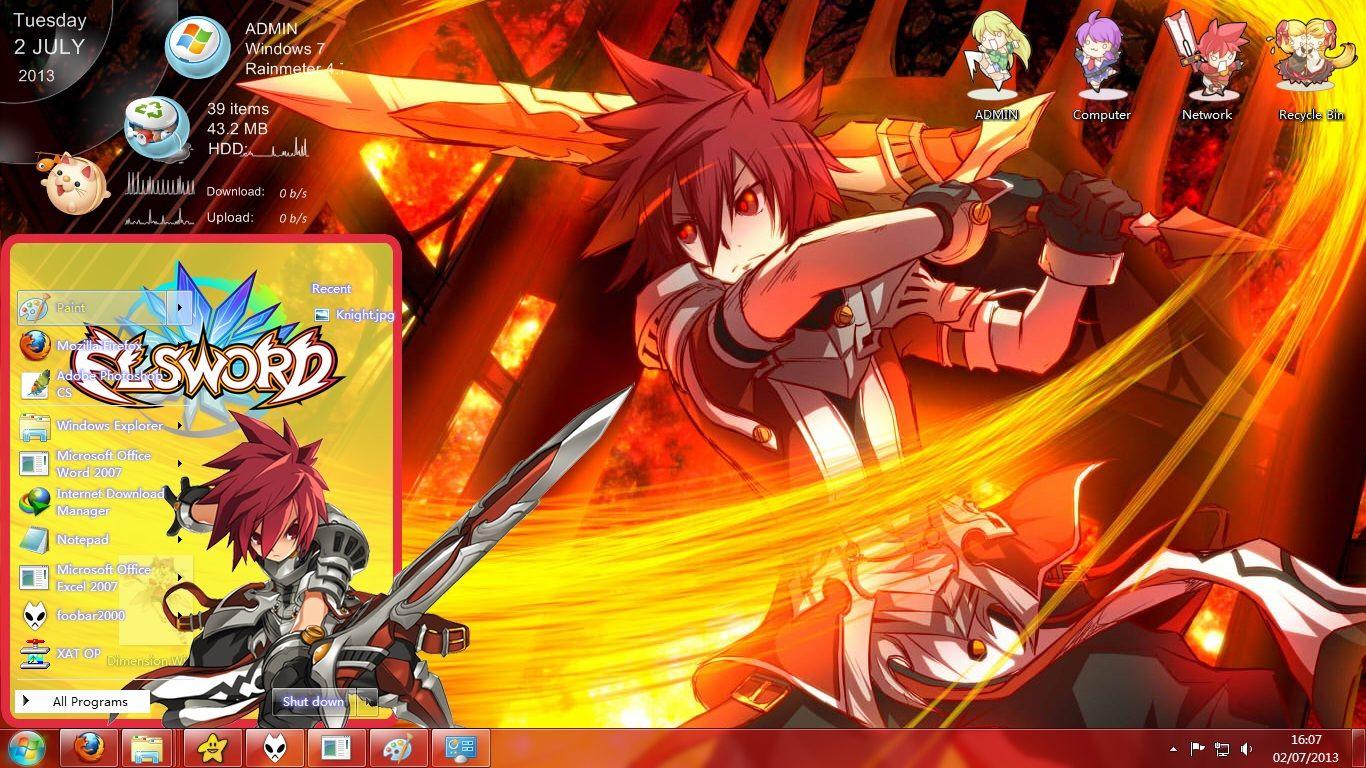 Win7 Theme Elsword Ver. Lord Knight By Kanza. Themes Anime