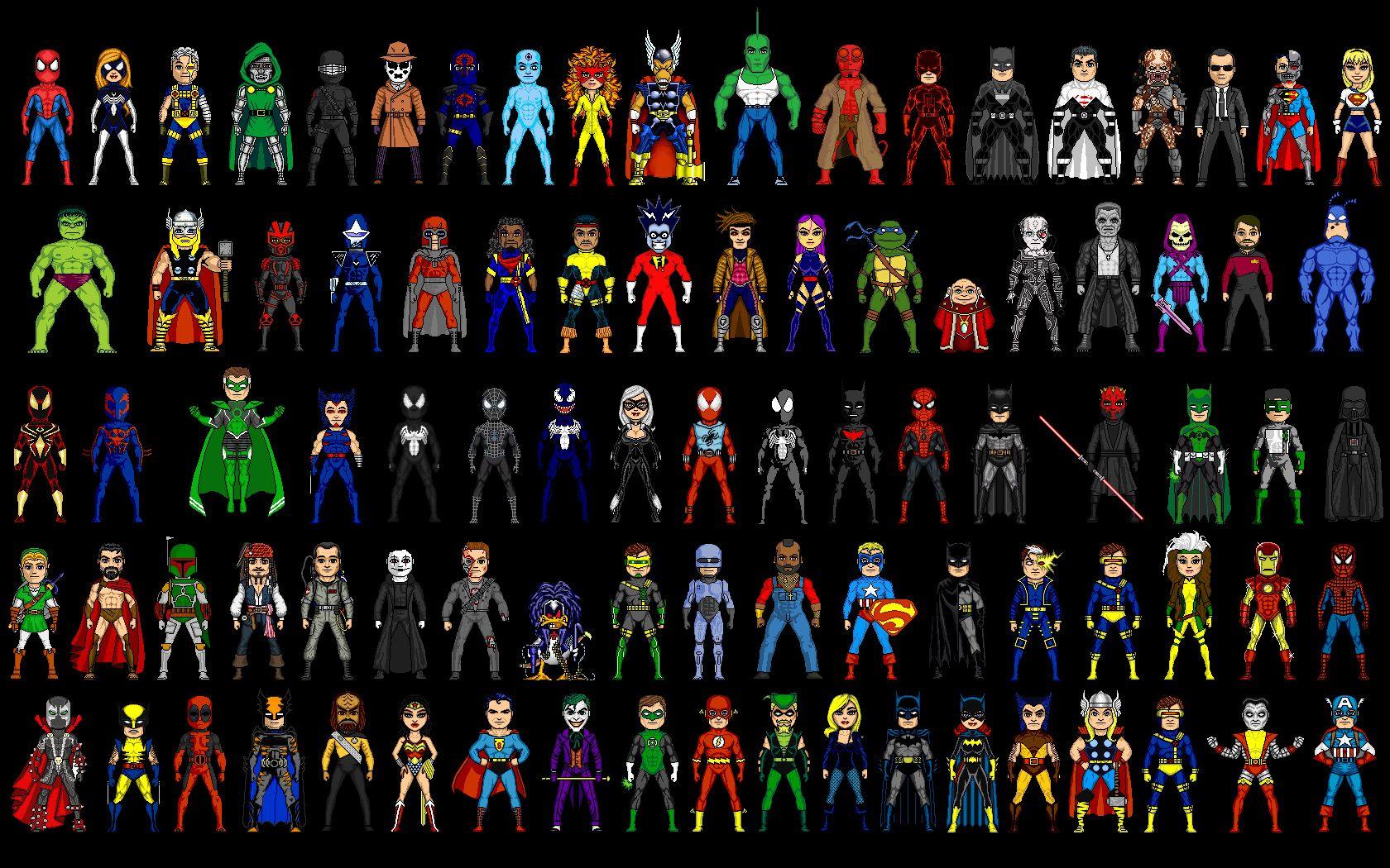 Pixelated Superheroes Wallpaperx1050