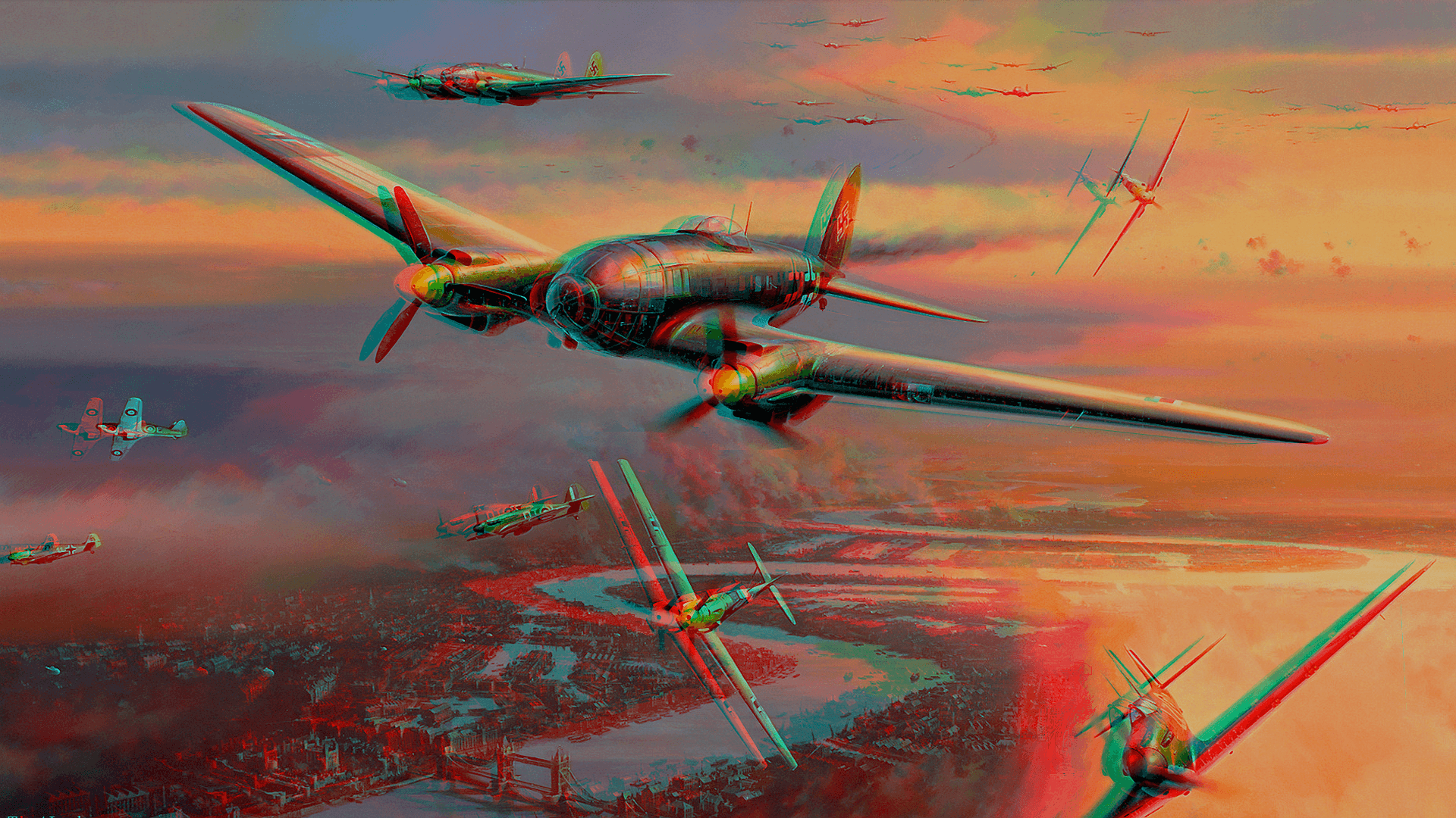 Military Aircraft 3D Red Cyan