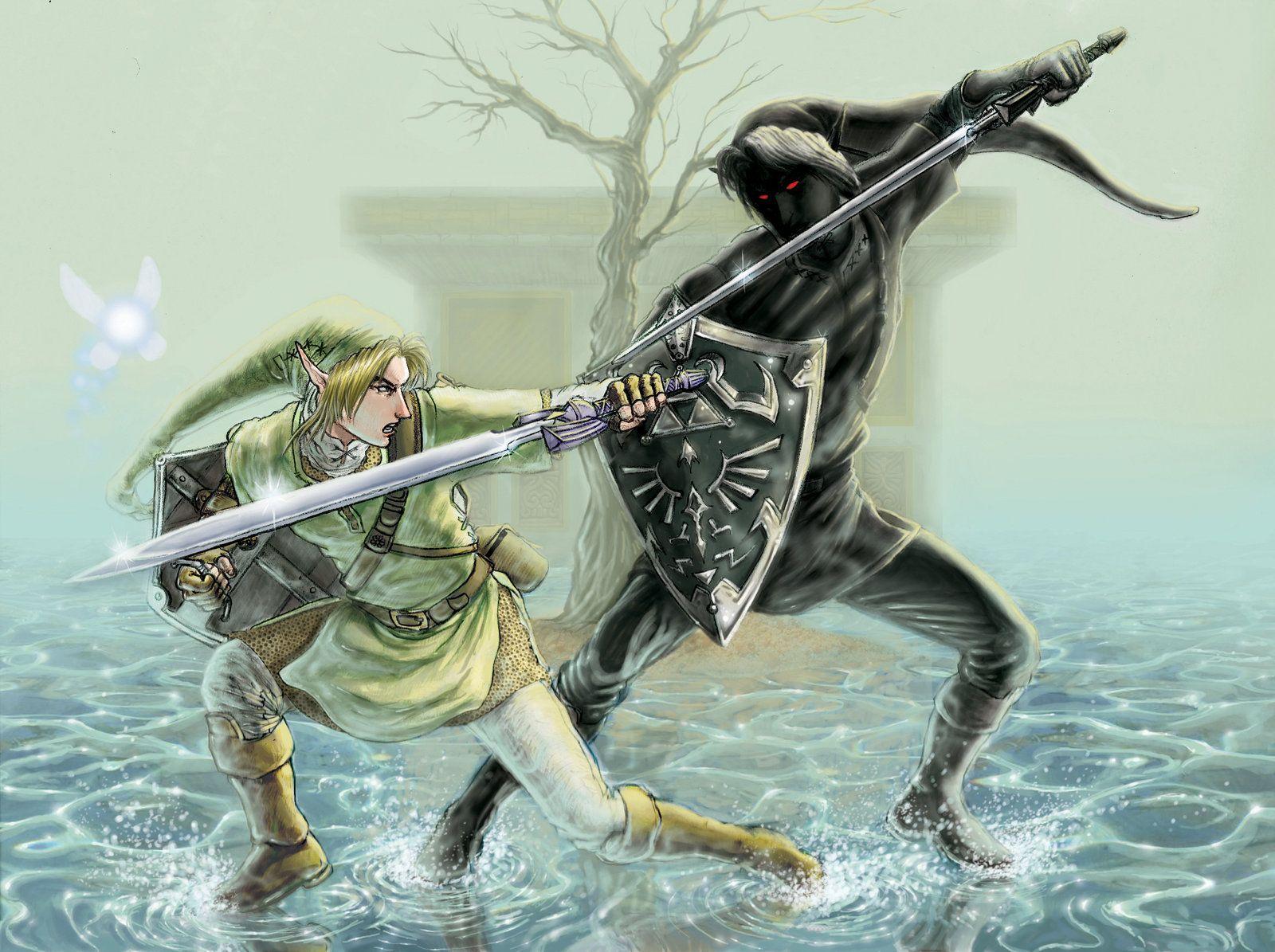 Link vs. Dark Link Legend of Zelda. Link