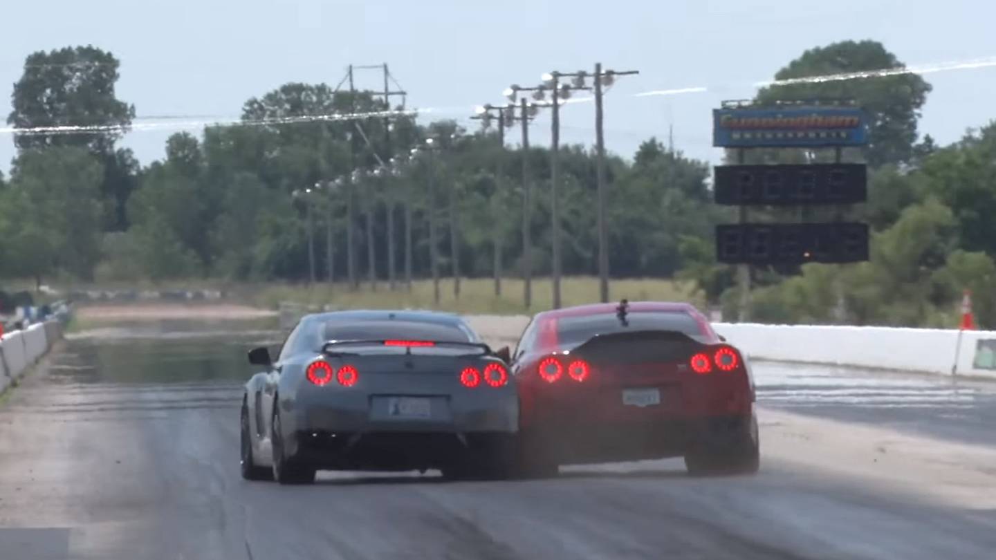 This Collision Between Two Drag Racing Nissan GT Rs Is