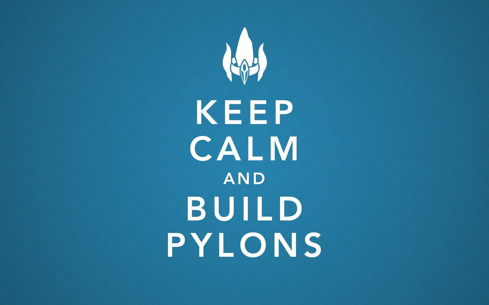 Pylons Keep Calm StarCraft Blue HD wallpaper