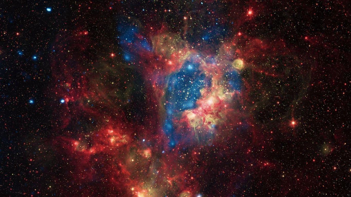 Download HD Space Universe Stars Nebula In Red Yellow and Blue Color