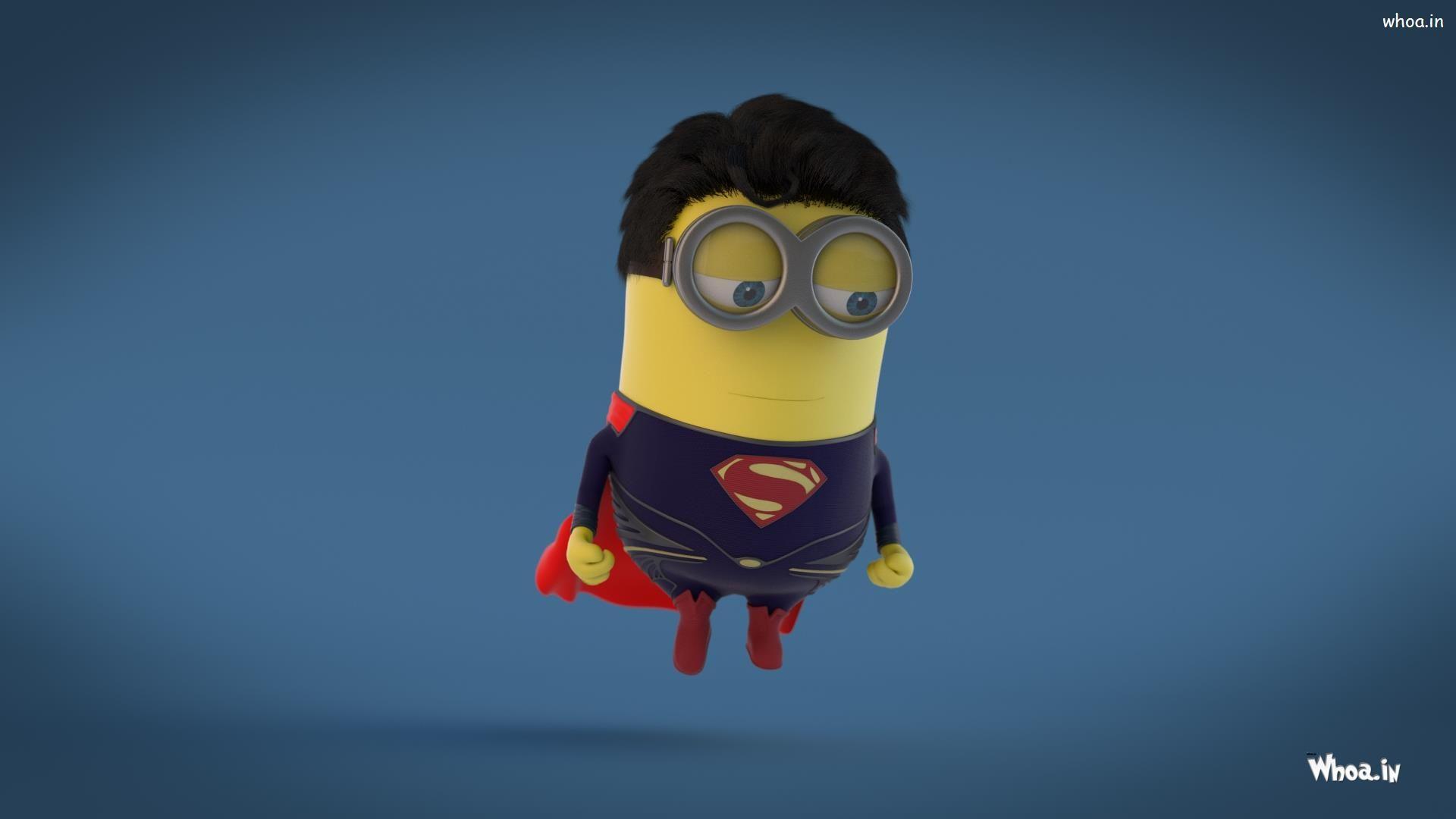 Superman Style Minions With Blue Background HD Wallpaper