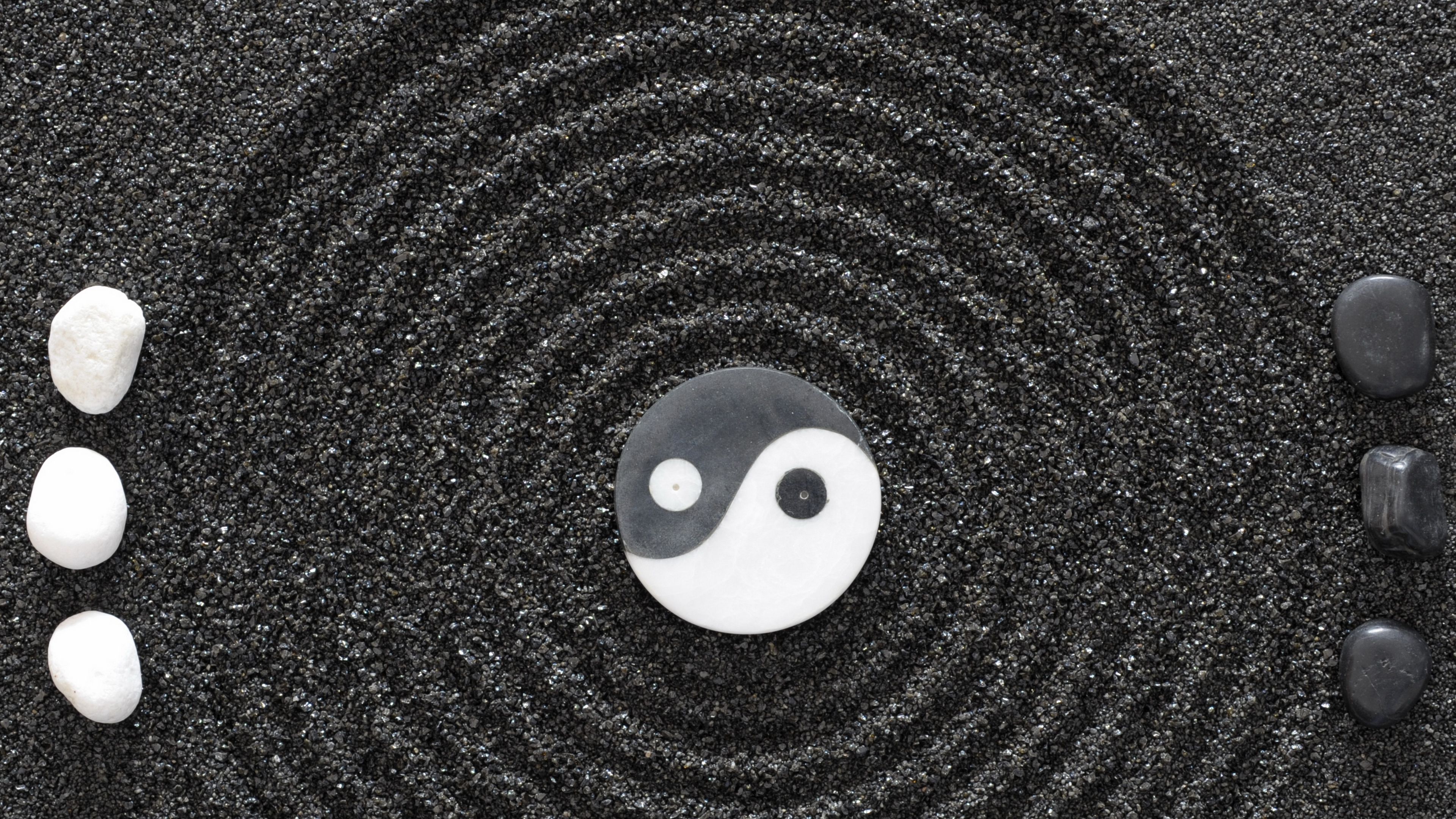 Download Wallpaper 3840x2160 Yin Yang, Stones, Earth, Symbol