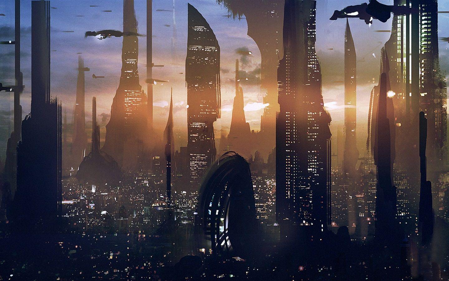 Download Wallpaper 1440x900 Star Wars, skyscraper, future city HD