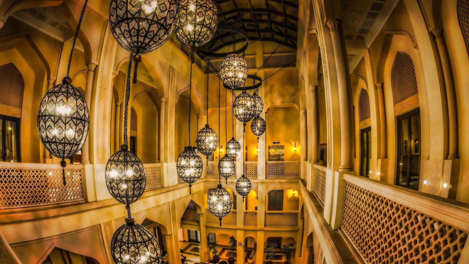Other: Lovely Ceiling Lights Arabic Hotel Interior Design Wide