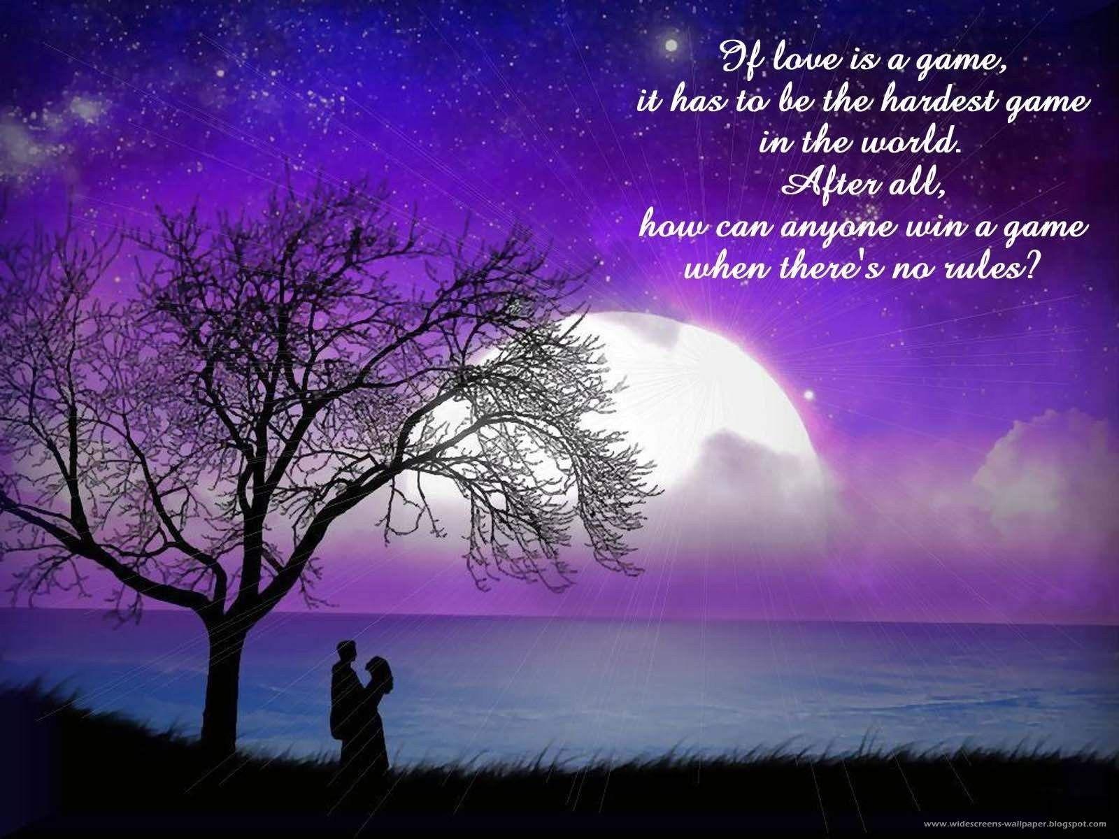Night moon couple love quotes. Free Desk Wallpaper