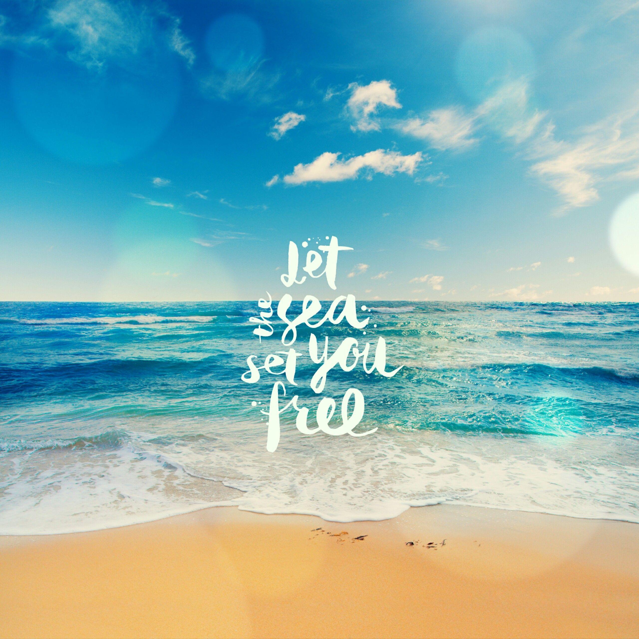 Let The Sea Set You Free Quotes QHD Wallpaper