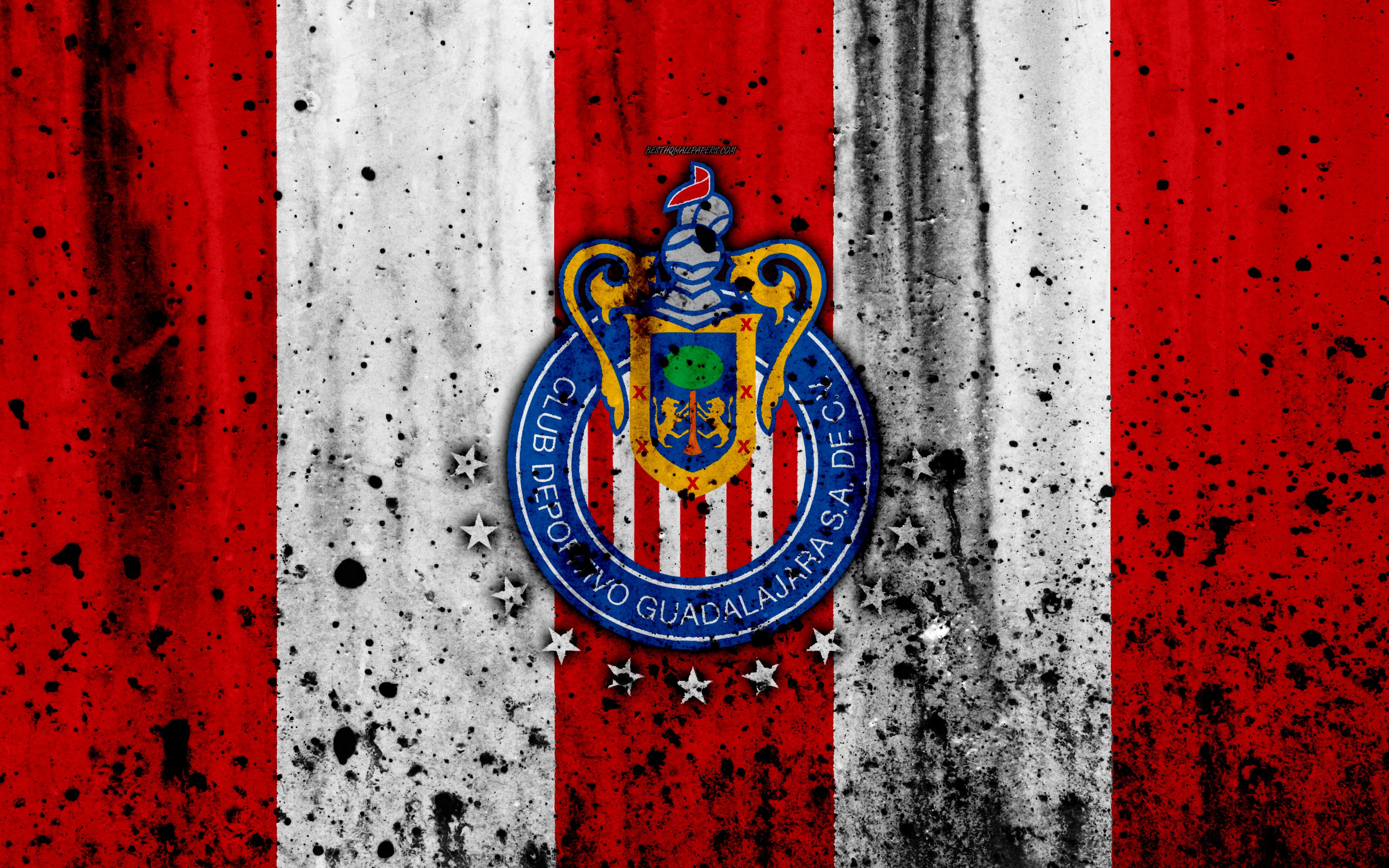 Download wallpapers 4k, FC Guadalajara Chivas, grunge, Liga MX.