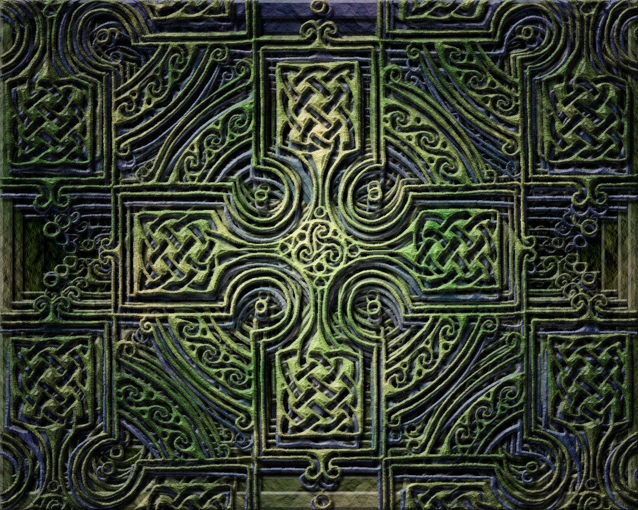 Druid Symbols. Celtic Cross Wallpaper