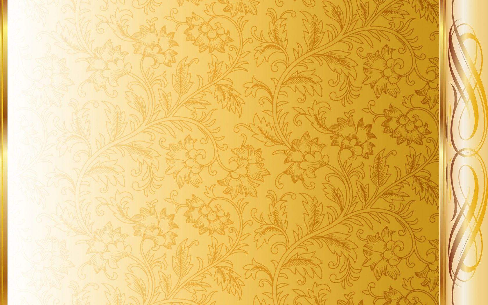 Flower Pattern Ornament Gold Desktop Wallpaper