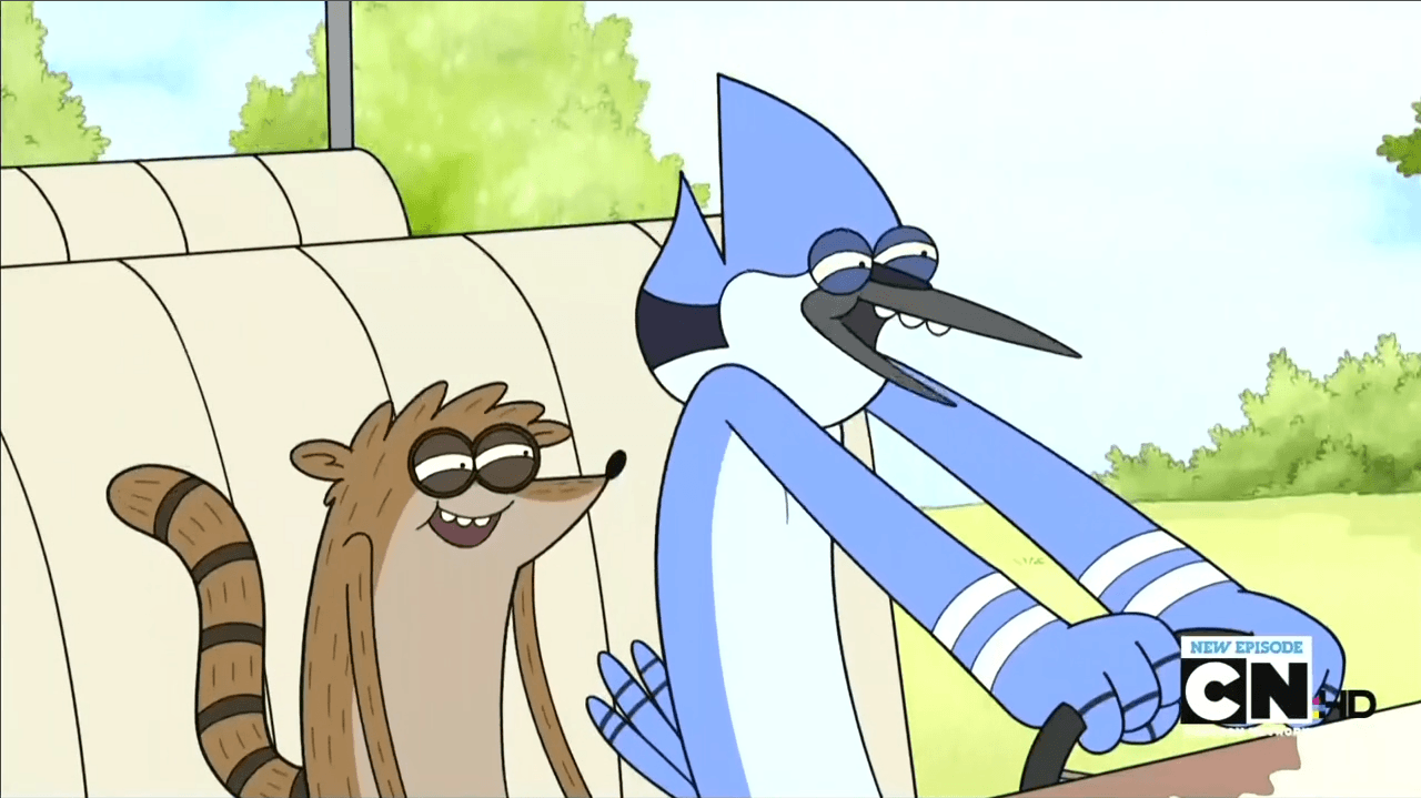 S3e31 mordecai and rigby driving.png. Sonic & Tails' Stupid