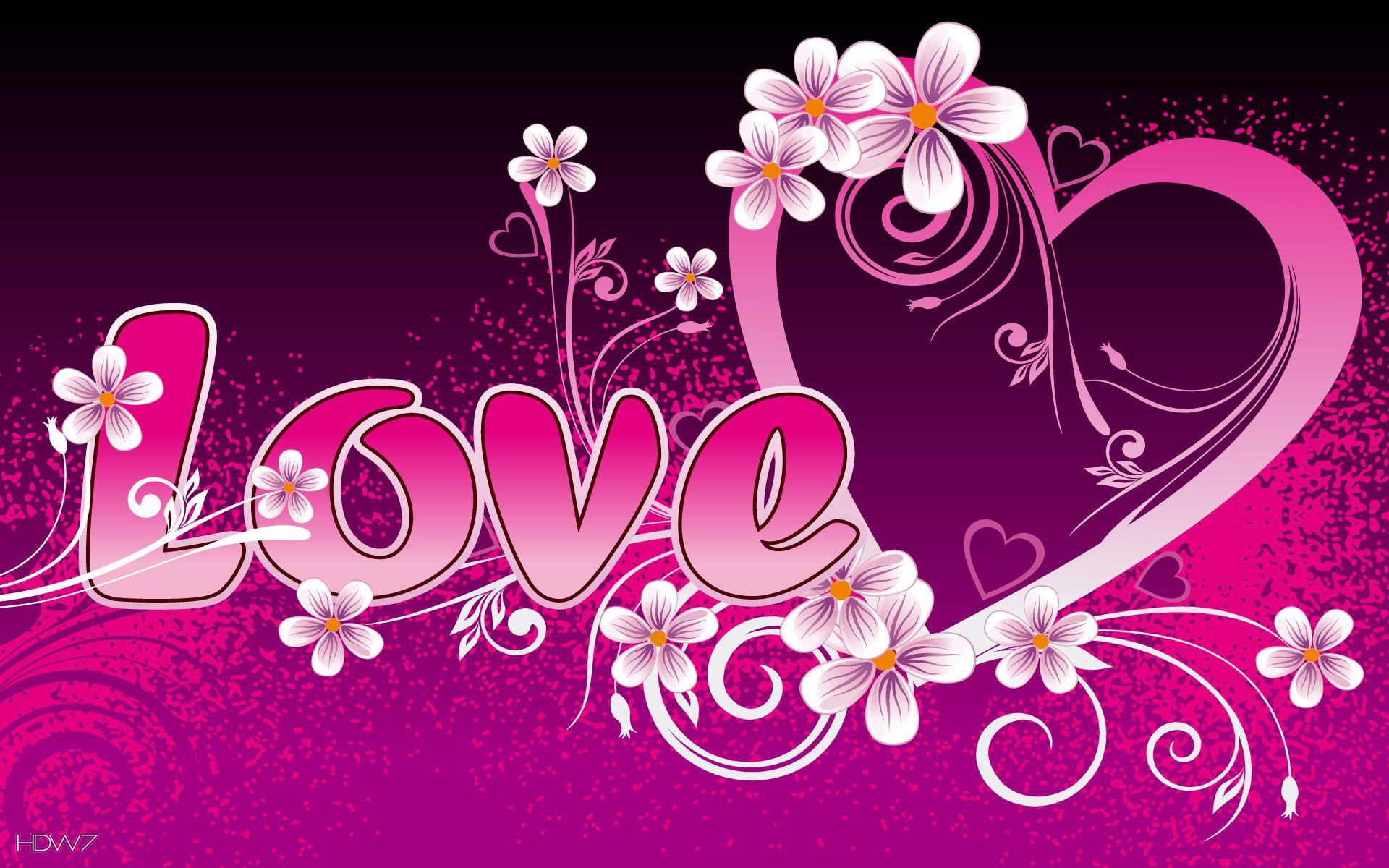 I love you pink flower wallpaper 1