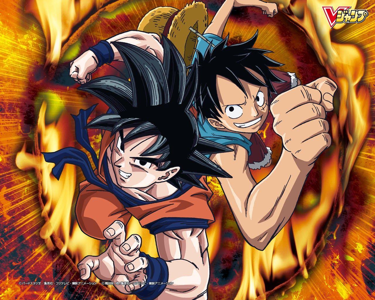 HD Wallpaper: Goku and Luffy One Piece Wallpaper Free For PC wallpaper