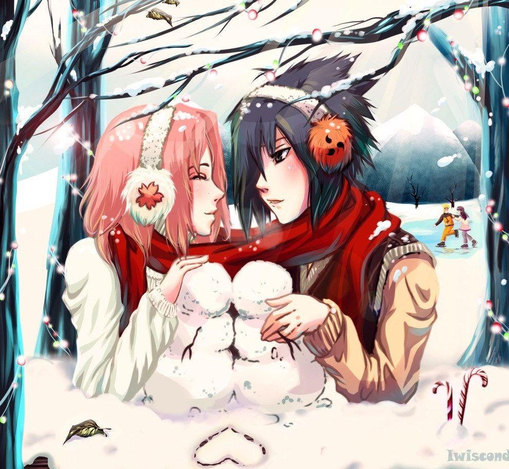 Cute Christmas Anime Wallpaper Naruto Sakura X Sasuke And
