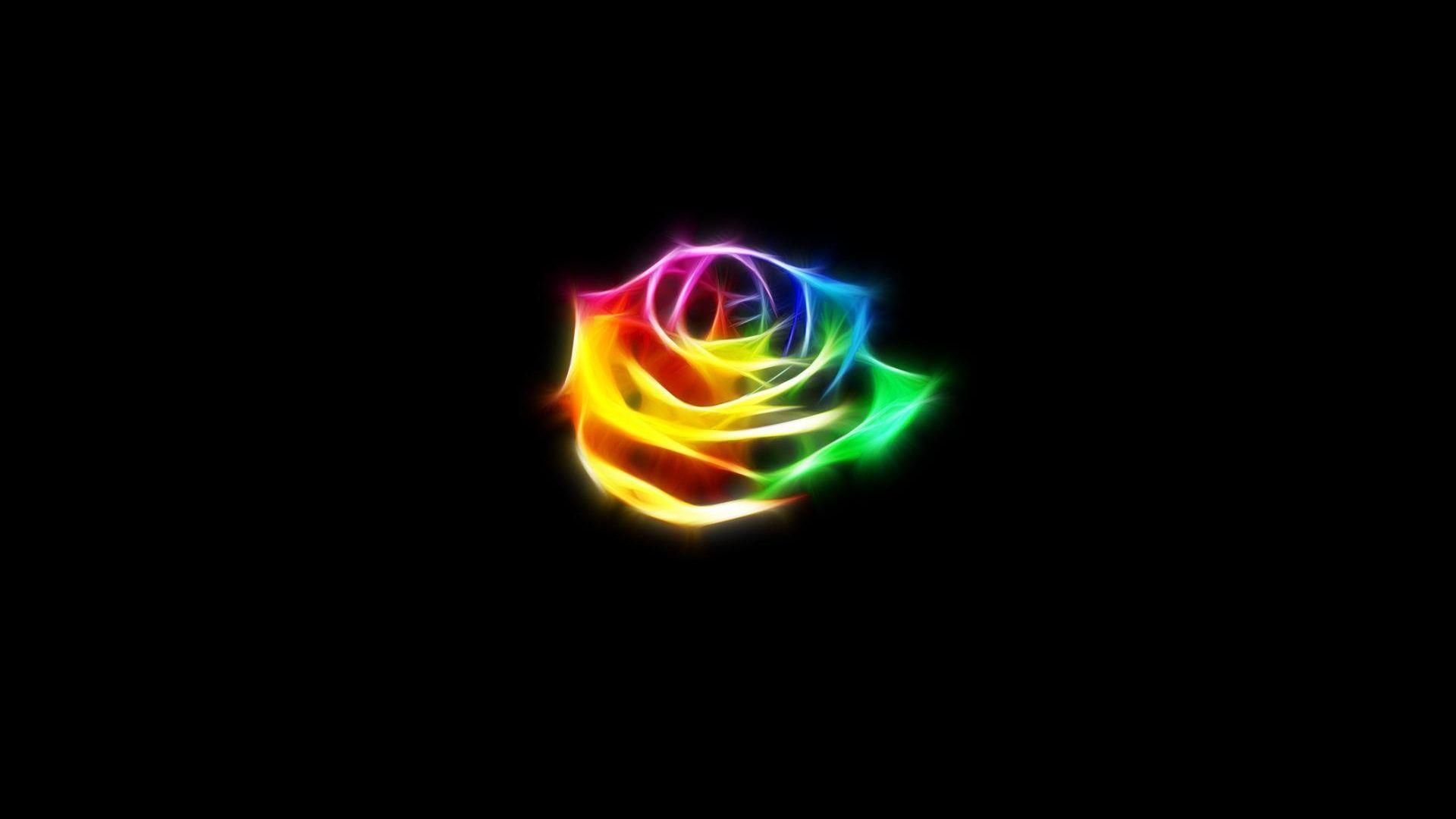 Full HD Wallpaper rose neon dark background, Desktop Background HD