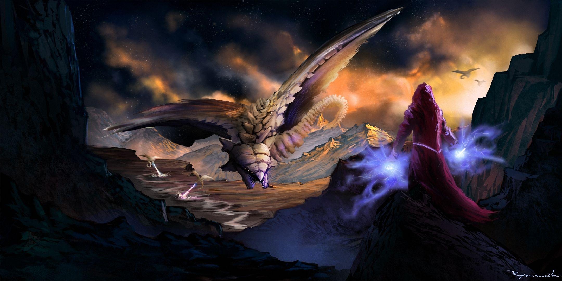 Magic Supernatural beings Fantasy dragon dragons wallpaper
